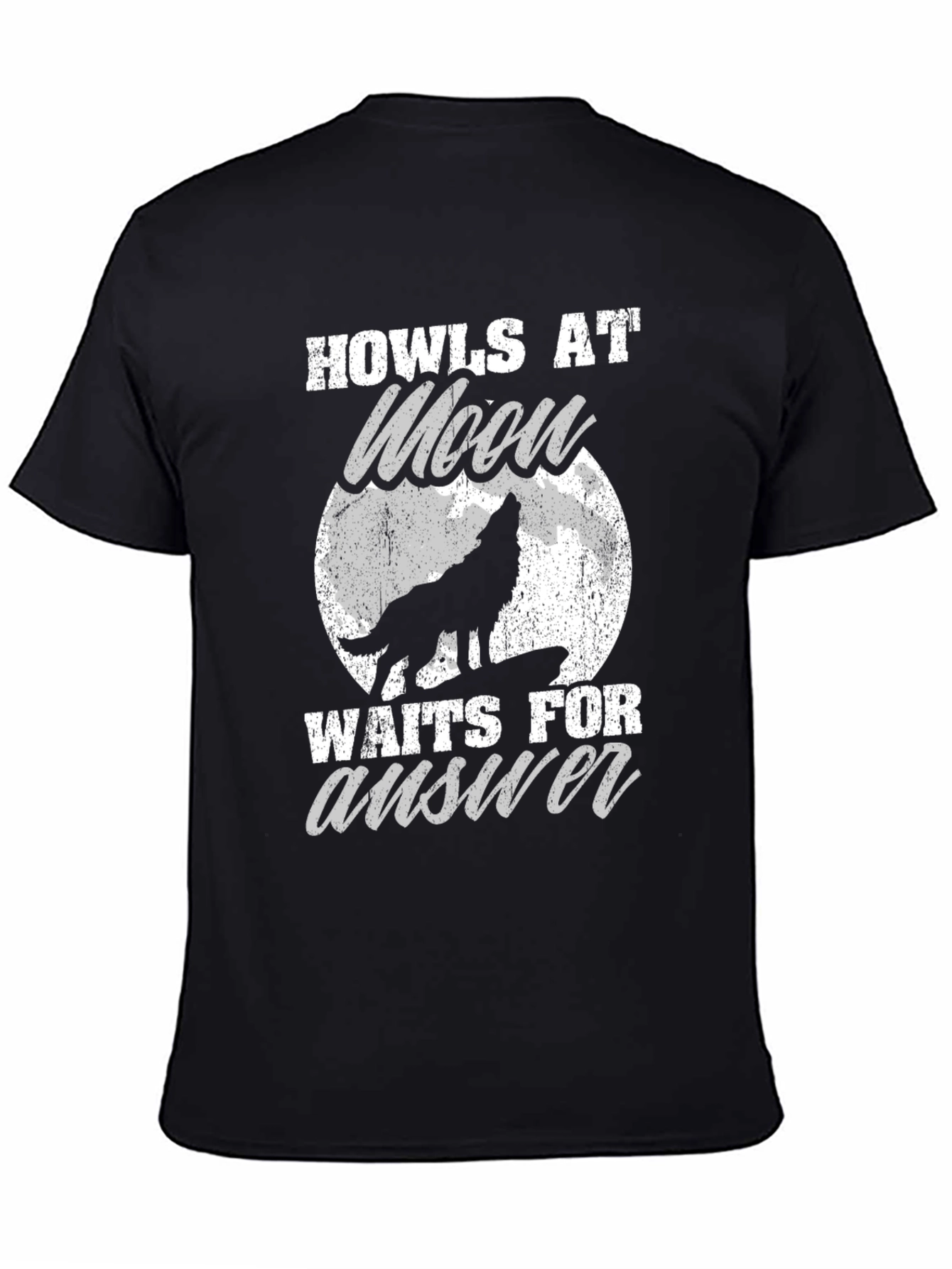 Black Howls at Moon Graphic Tee - Black Cotton T-Shirt view 4