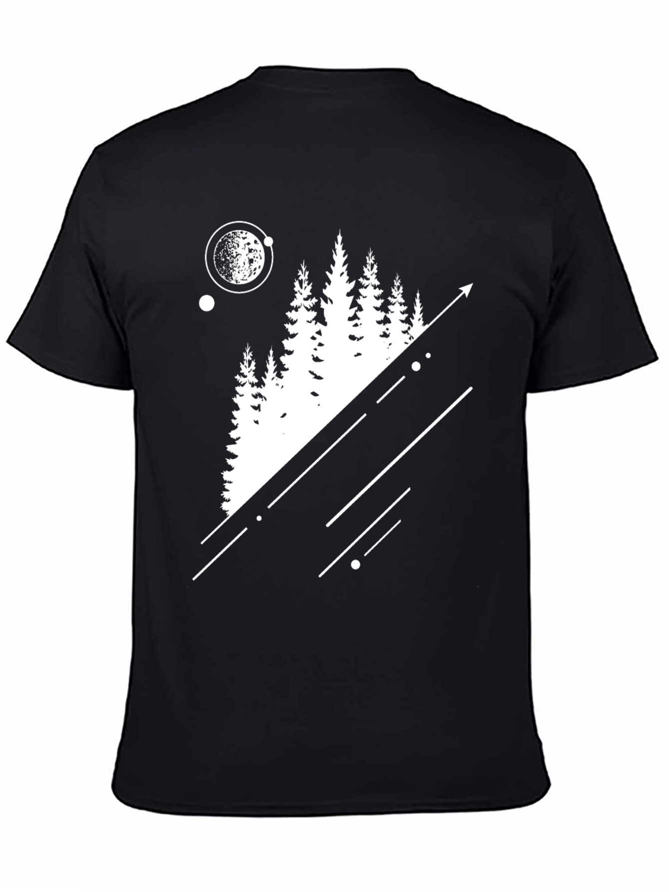 Black Modern Forest Tee - Graphic Print Black T-Shirt view 4
