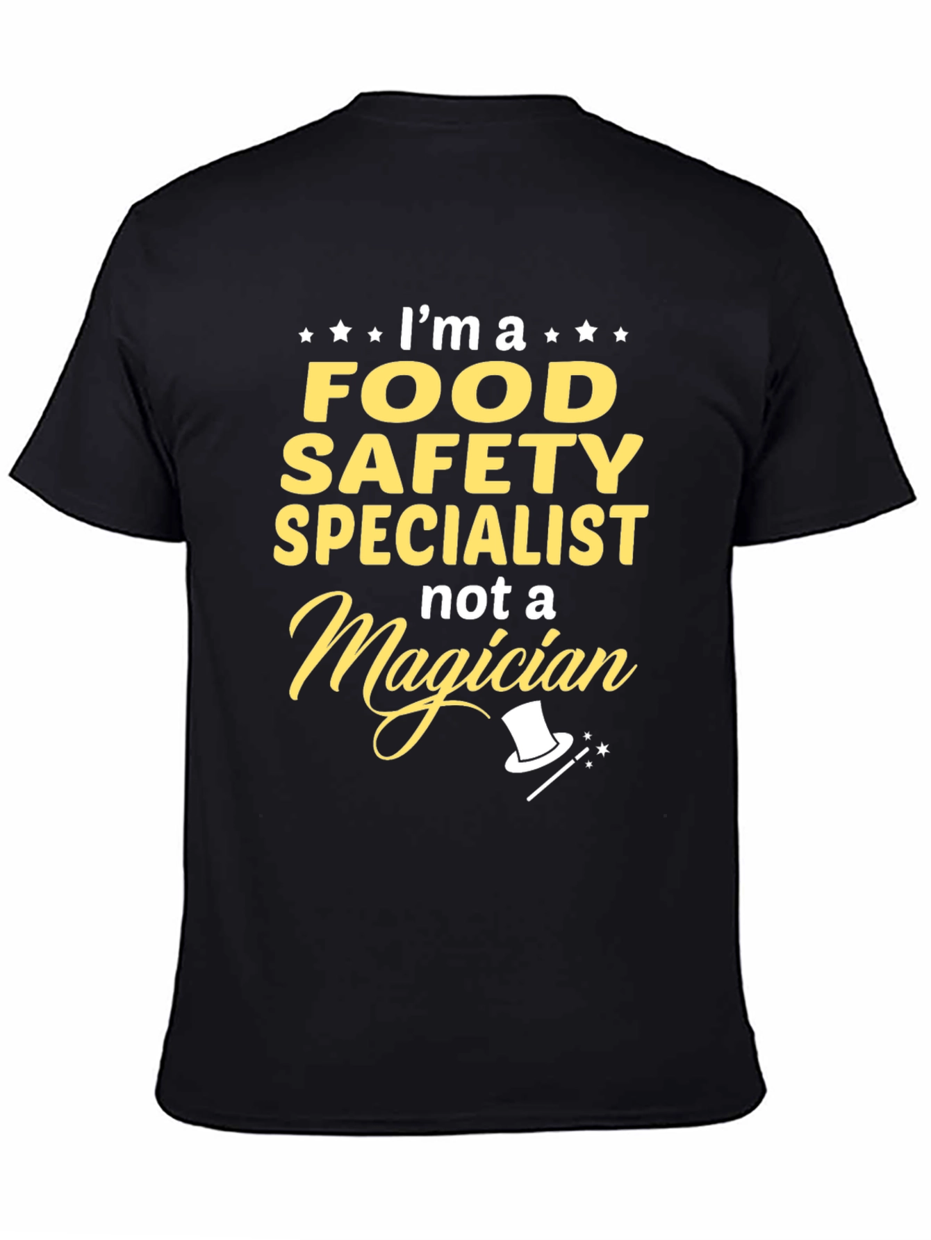 Black Food Safety Specialist T-Shirt - Magician Humor Tee view 4