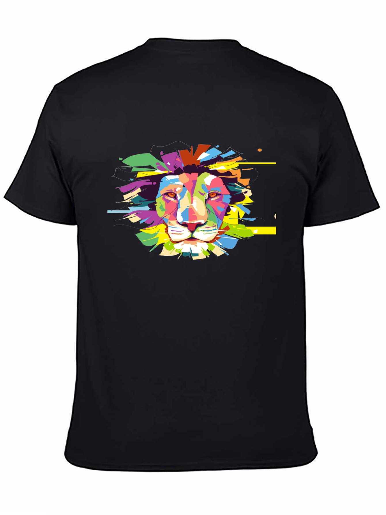 Black Colorful Lion Graphic Black T-Shirt view 4