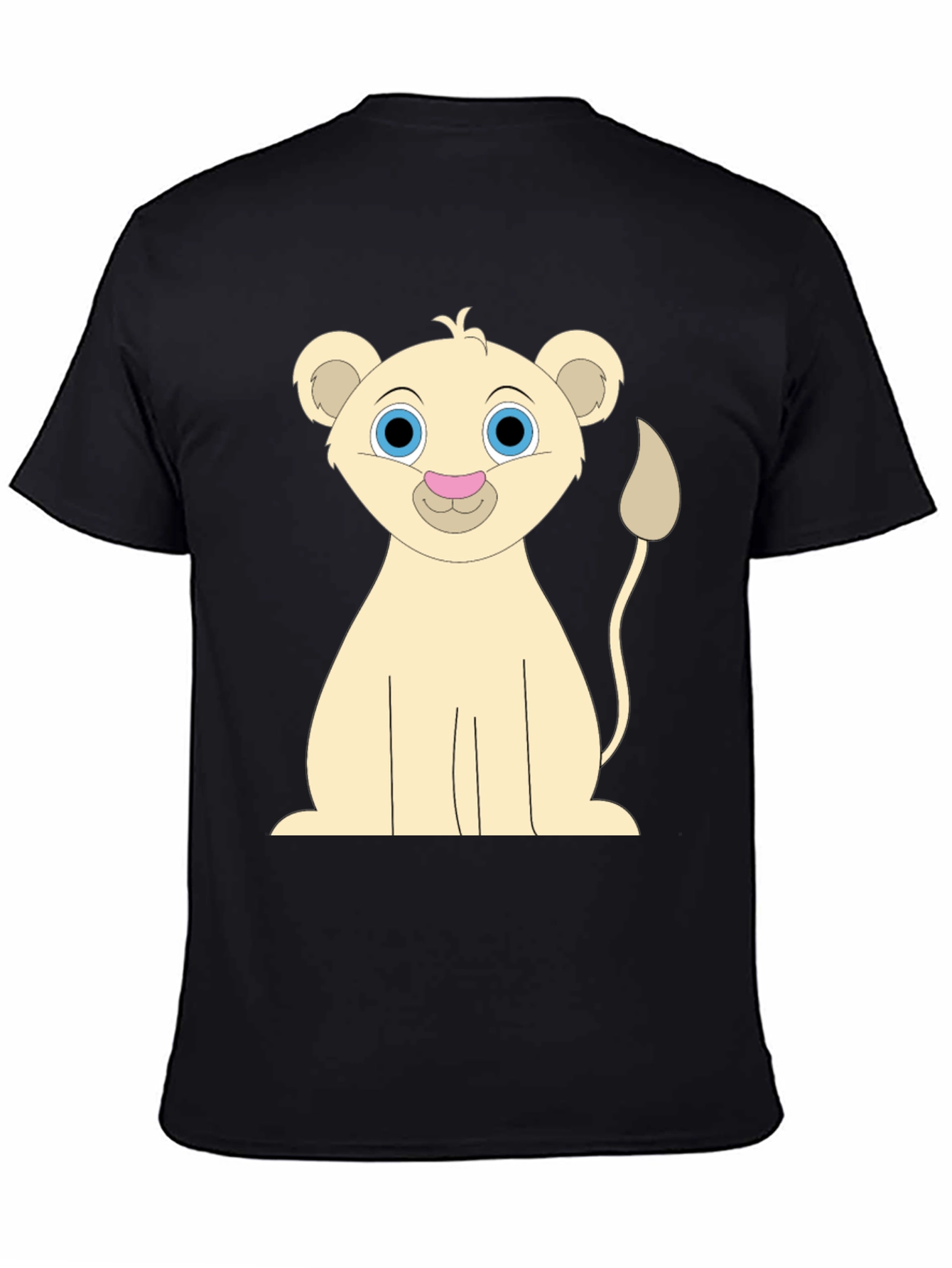 Black Cute Cartoon Lion Black T-Shirt view 4