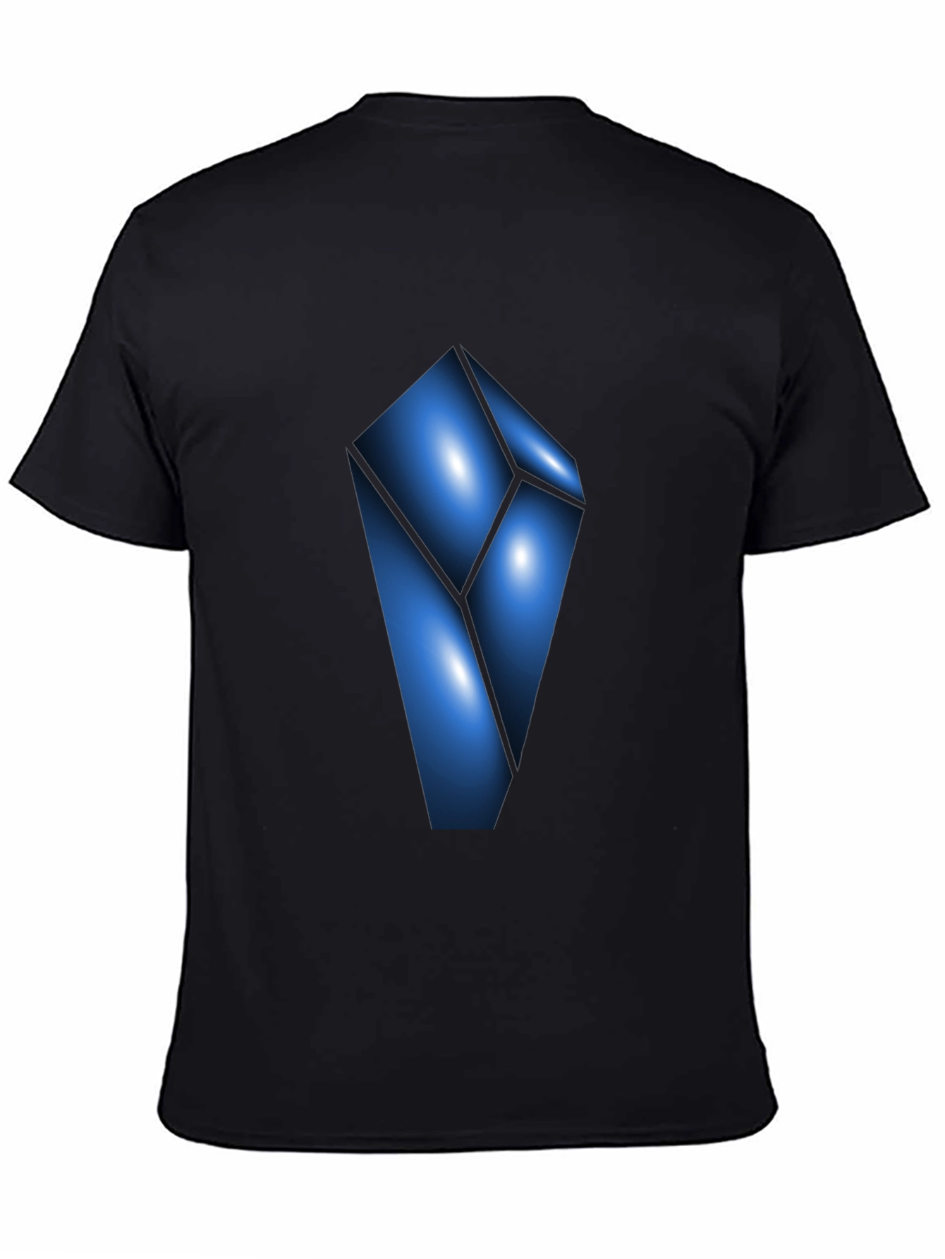 Black Abstract Blue Crystal Graphic T-Shirt - Modern Design view 4