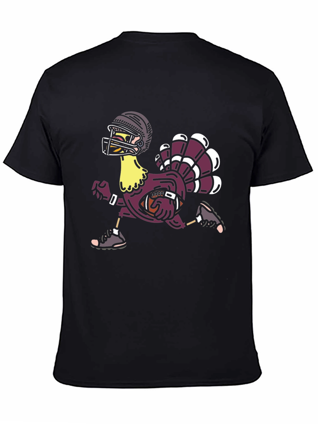 Black Football Turkey Thanksgiving T-Shirt view 4