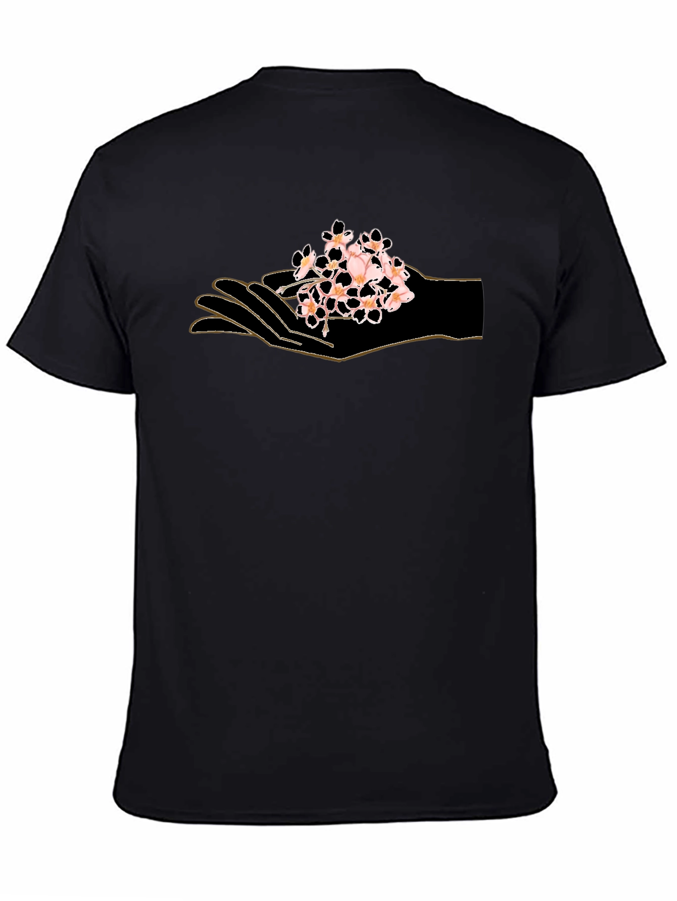 Black Hand Holding Flowers Graphic T-Shirt view 4