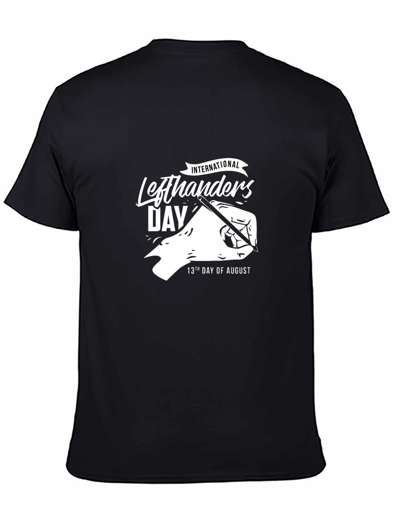 Black International Lefthanders Day T-Shirt - August 13th Tee view 4