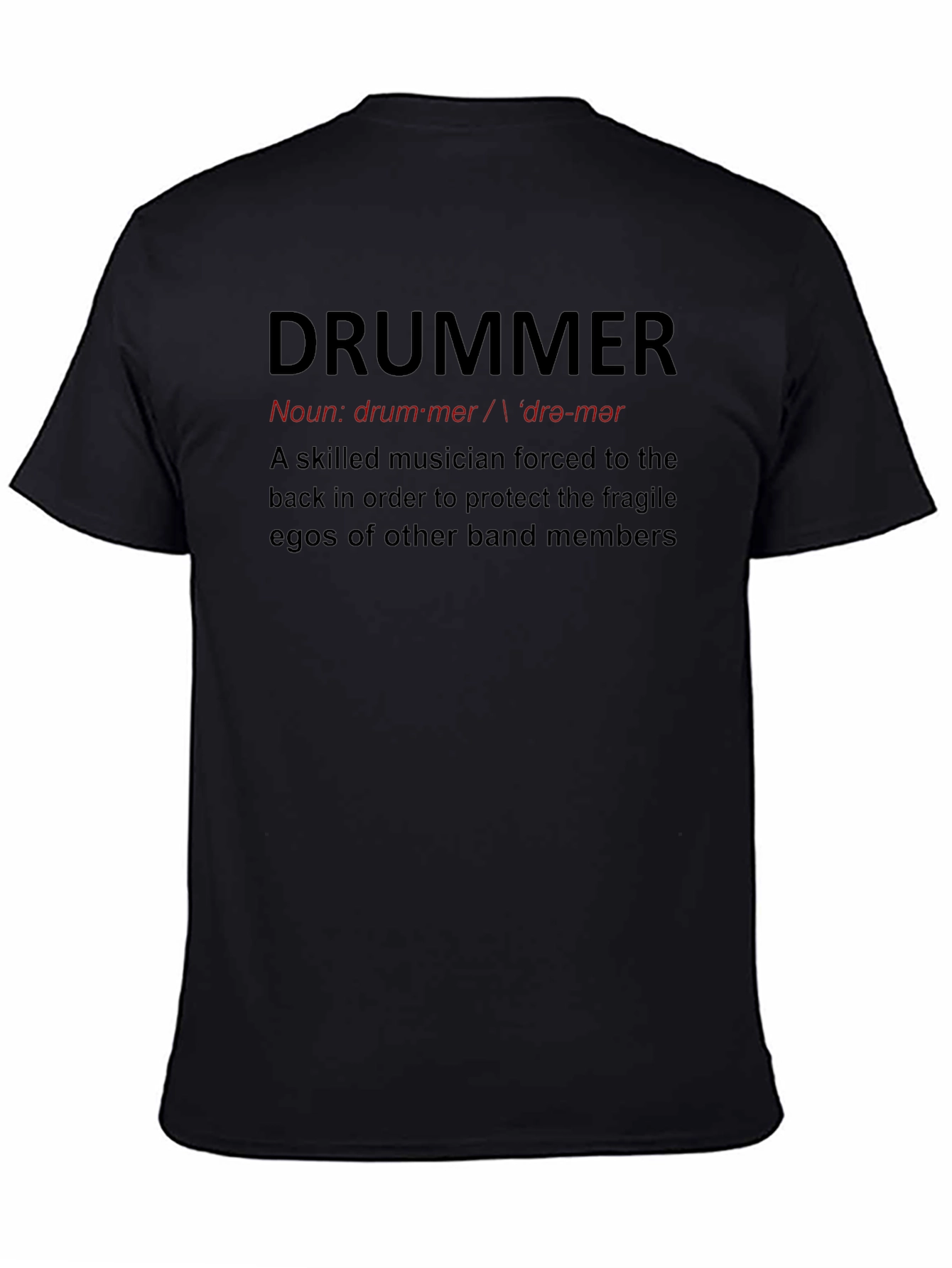 Black Drummer Definition Black T-Shirt - Musician Humor view 4