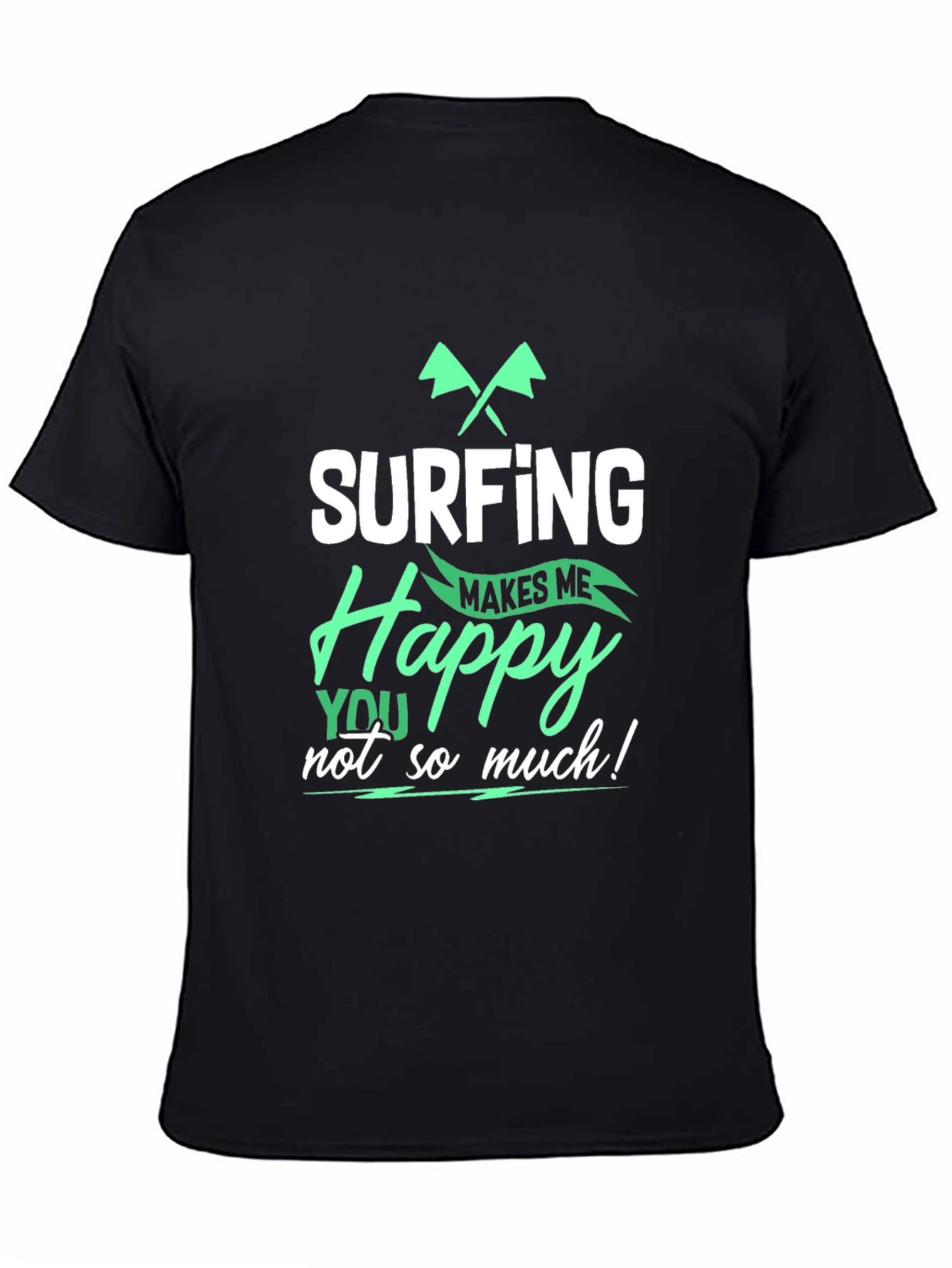 Black Surfing Makes Me Happy T-Shirt - Black view 4