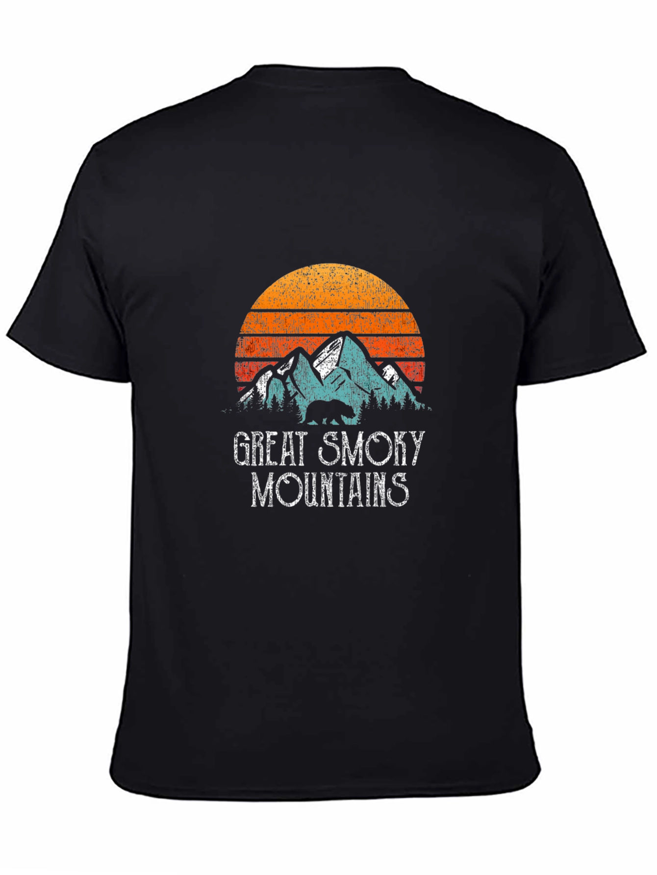 Black Great Smoky Mountains T-Shirt, Retro Graphic Tee view 4
