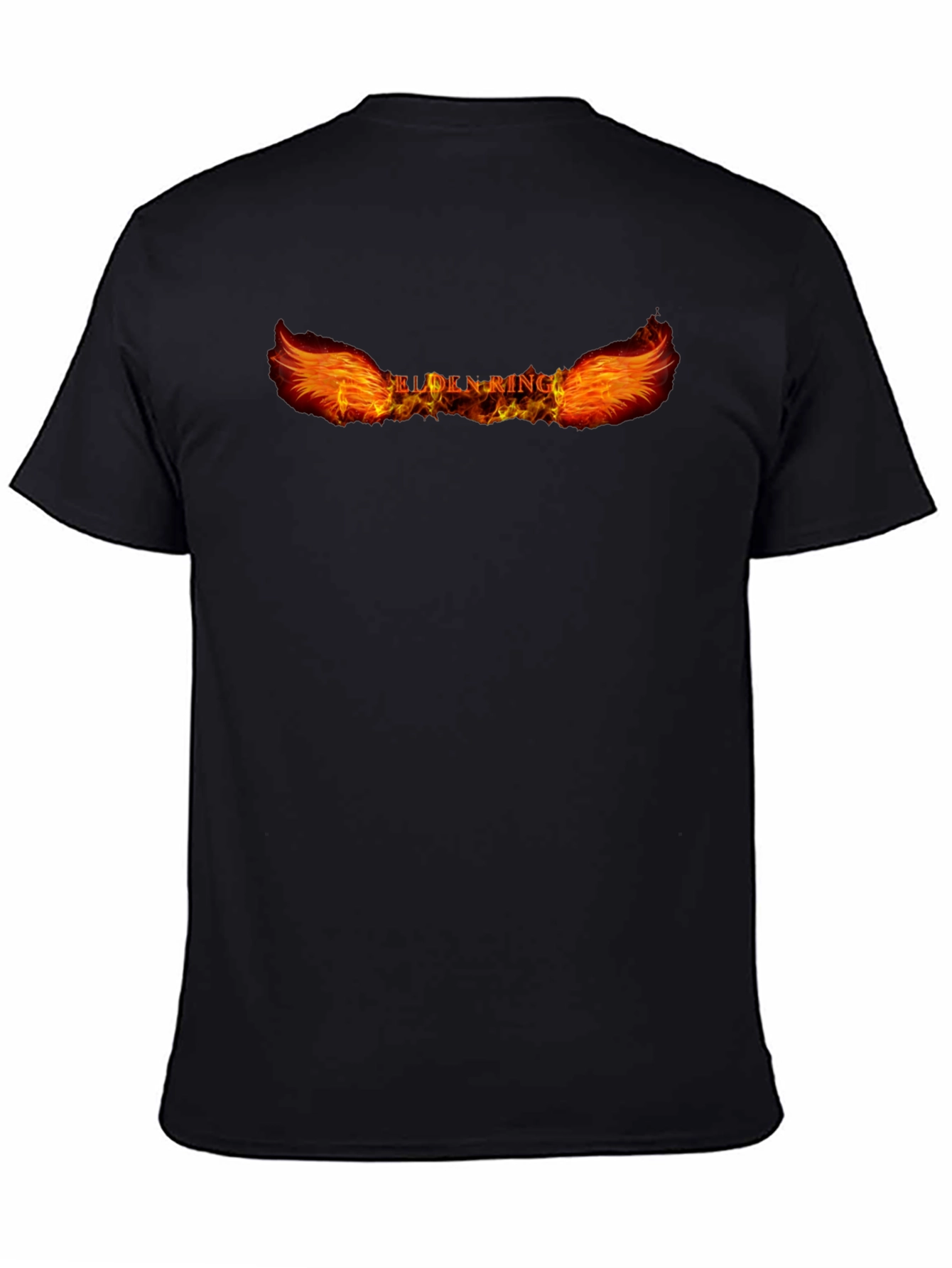 Black Elden Ring Wings Flames Black T-Shirt view 4