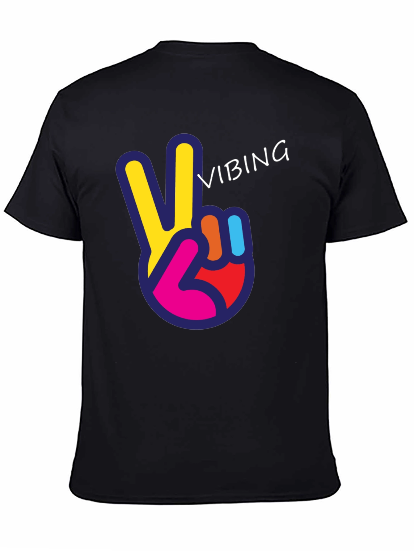 Black Vibing Peace Sign Graphic Tee view 4