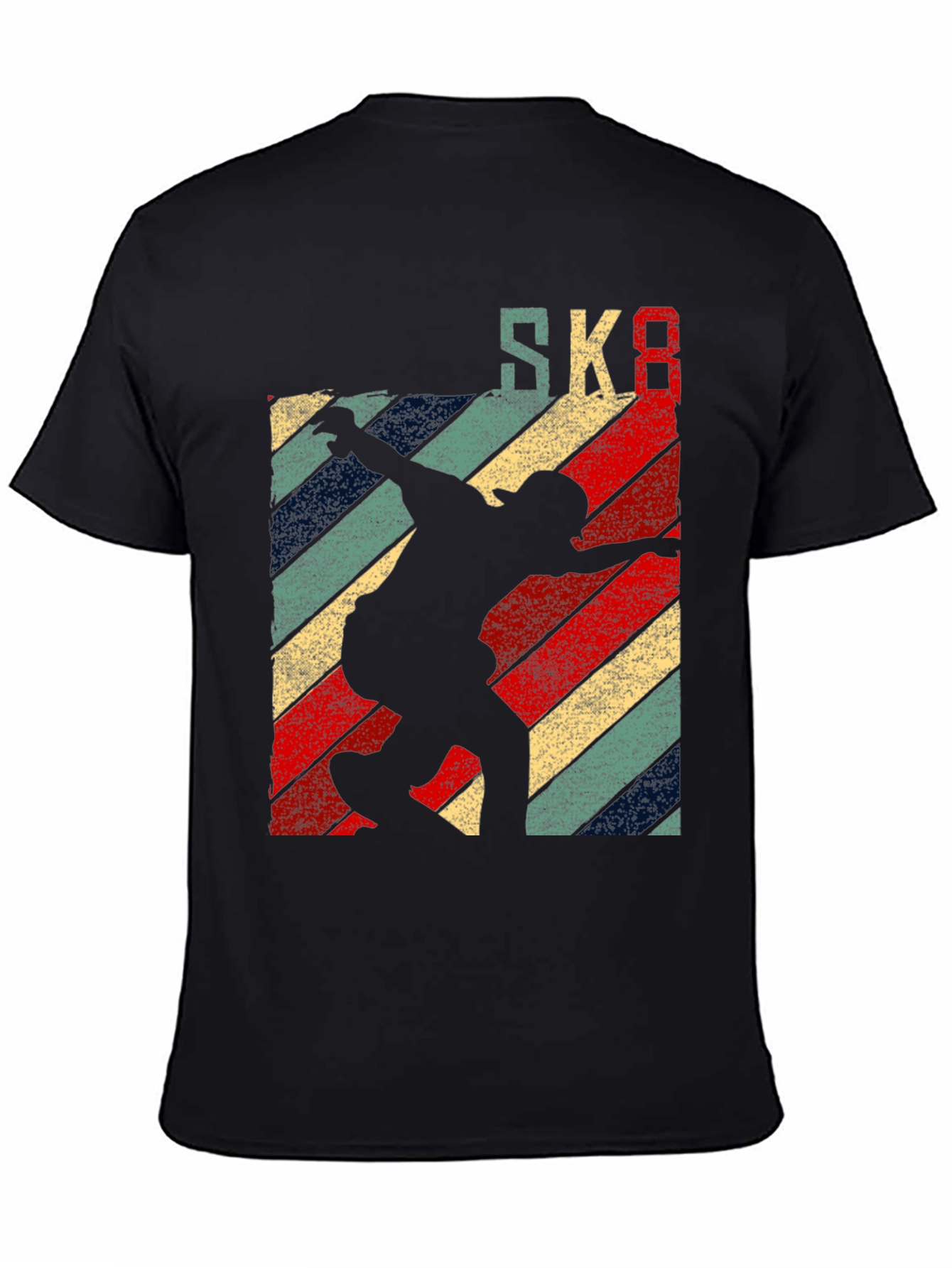 Black Retro SK8 Skateboard T-Shirt Black view 4