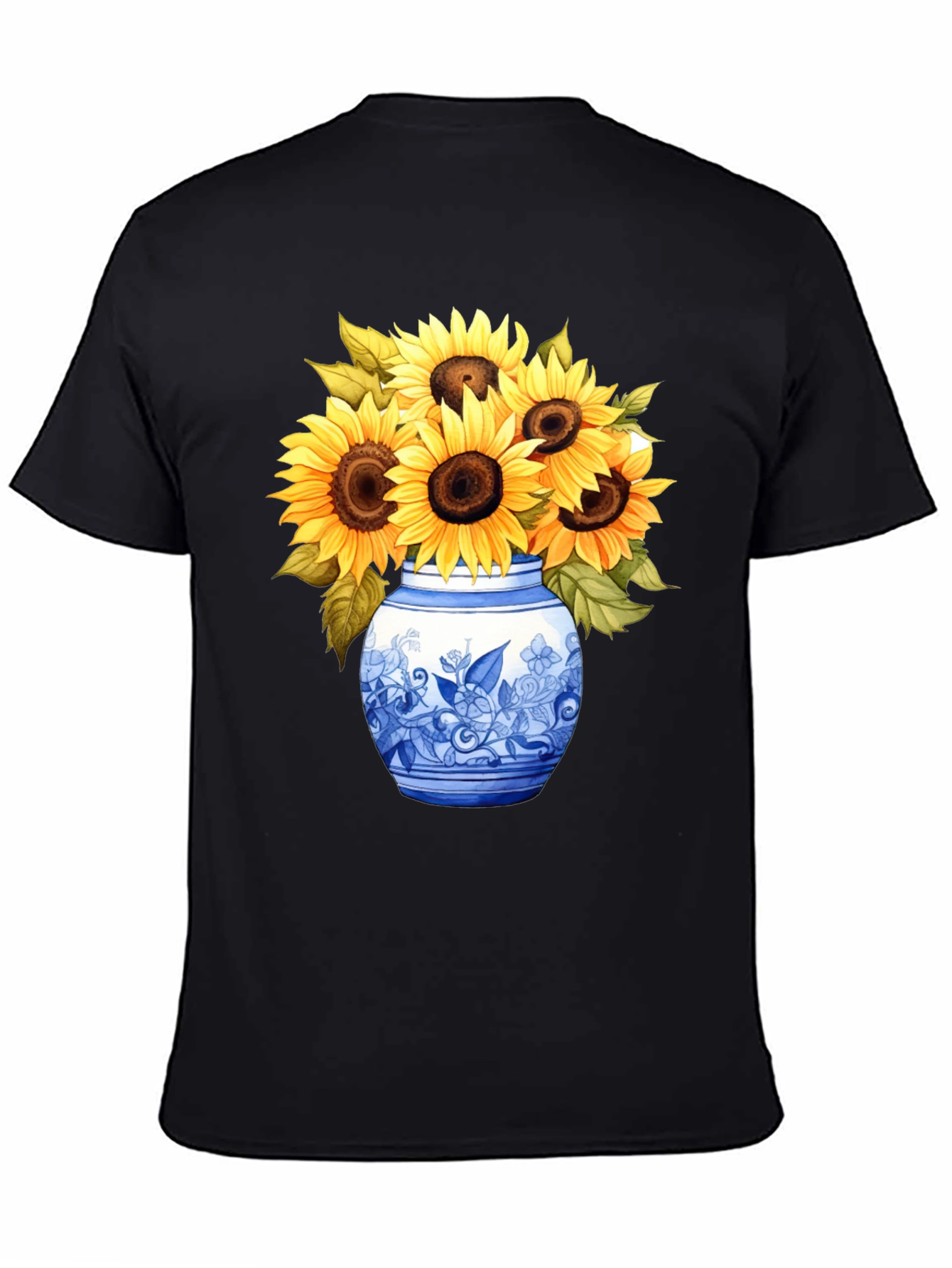 Black Sunflower Vase Graphic Tee - Stylish Unisex T-Shirt view 4