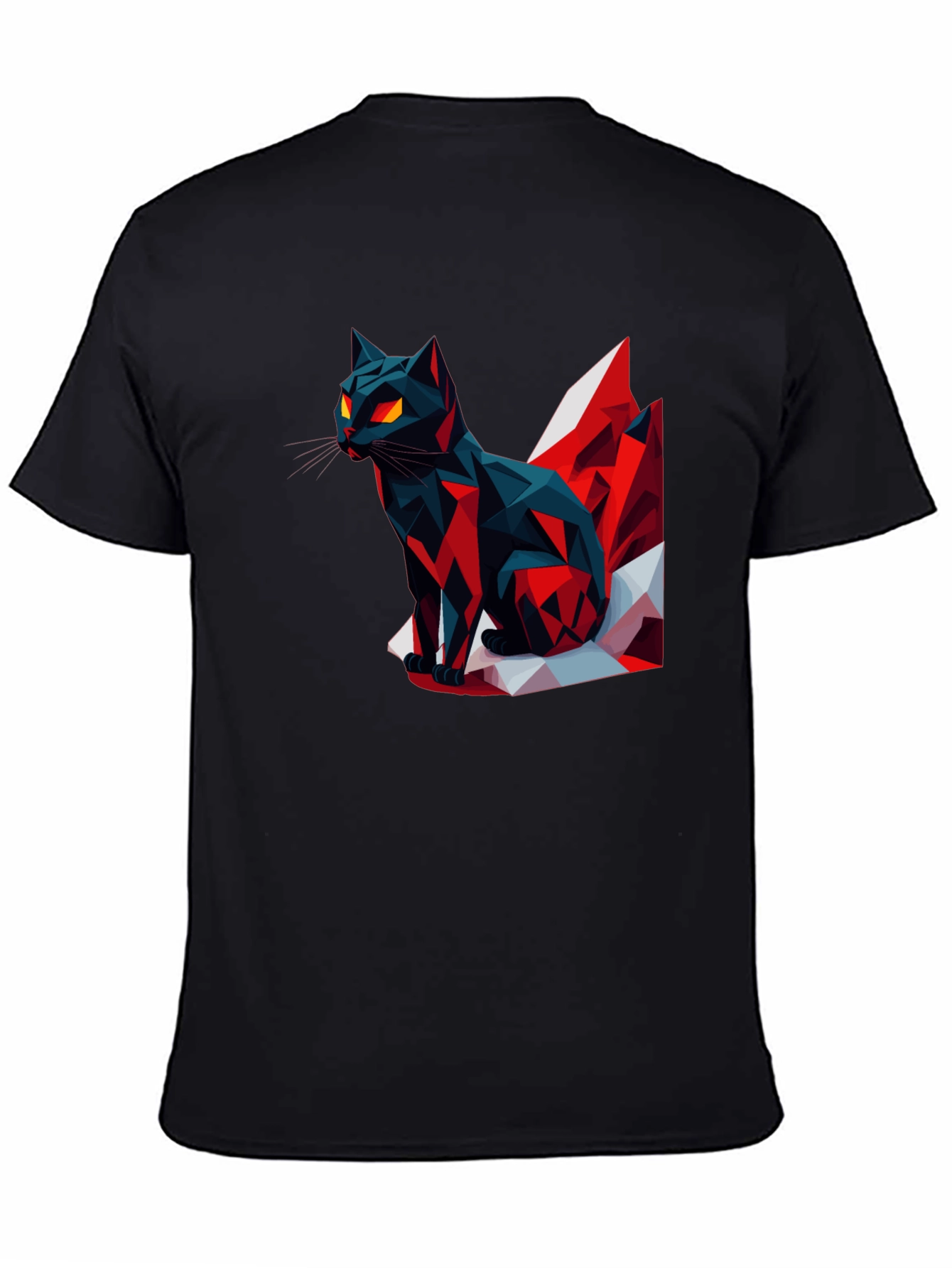 Black Geometric Cat Graphic T-Shirt view 4