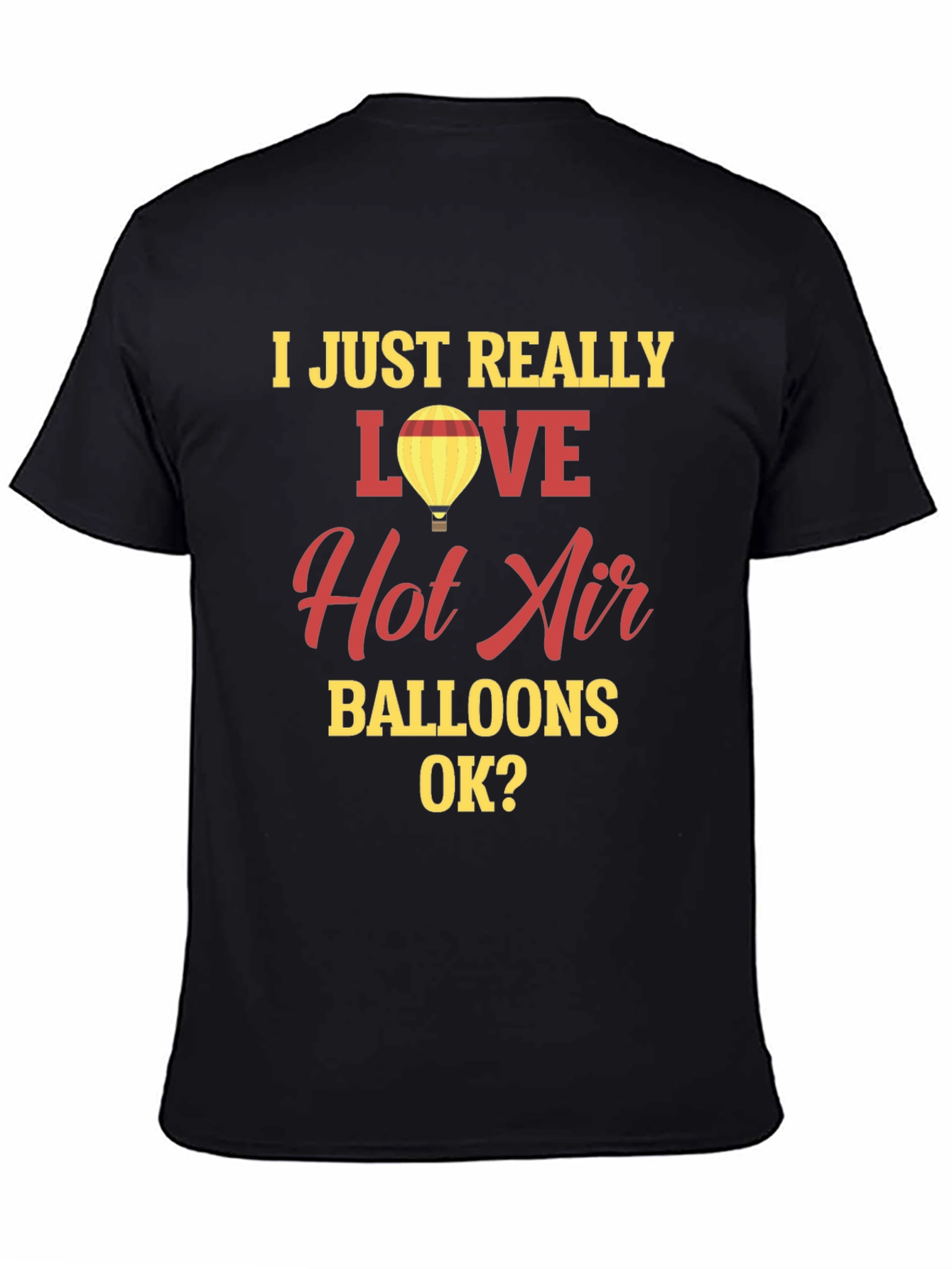 Black I Love Hot Air Balloons Graphic Tee Shirt view 4