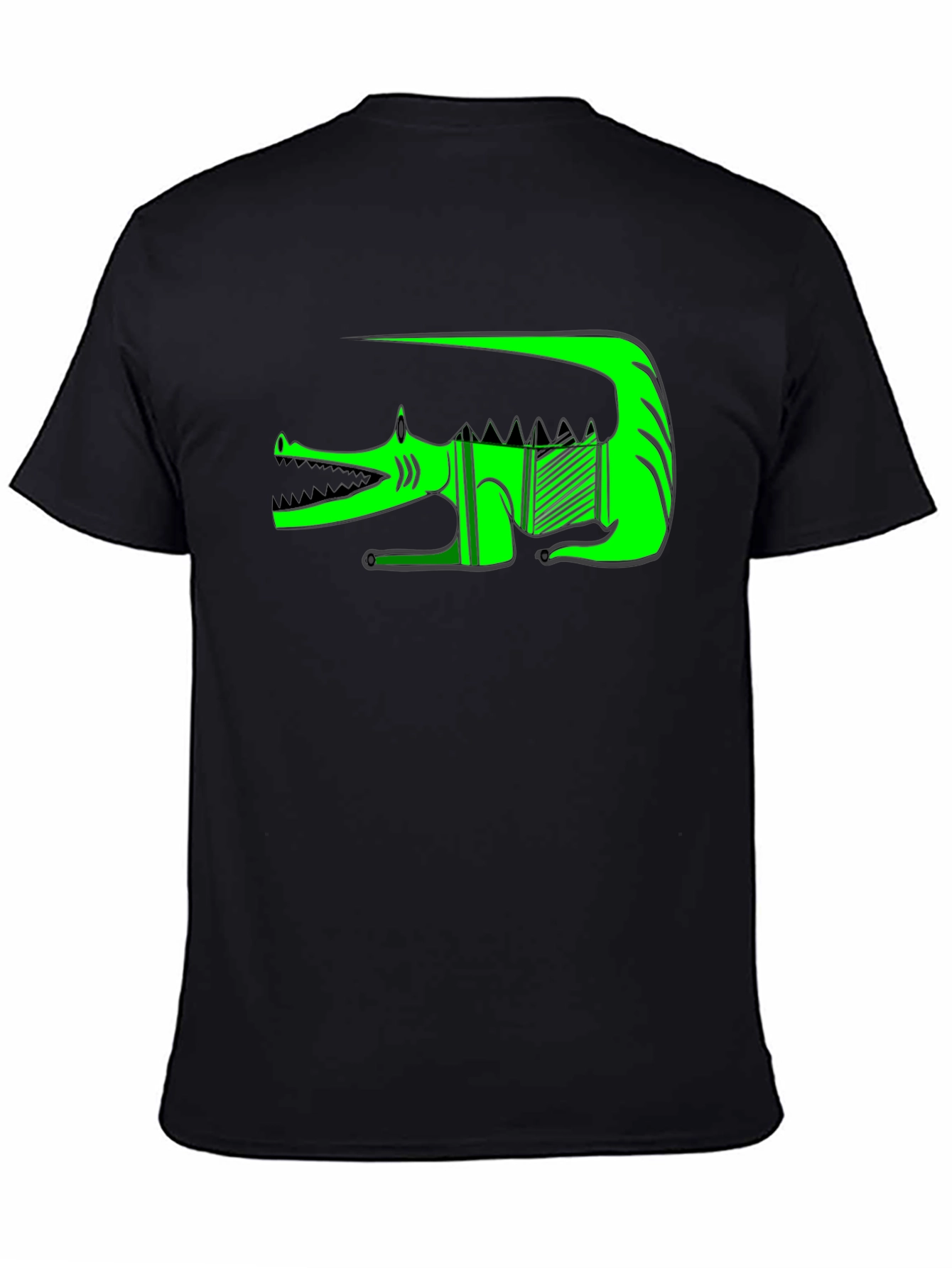 Black Graphic Print T-Shirt - Green Crocodile view 4
