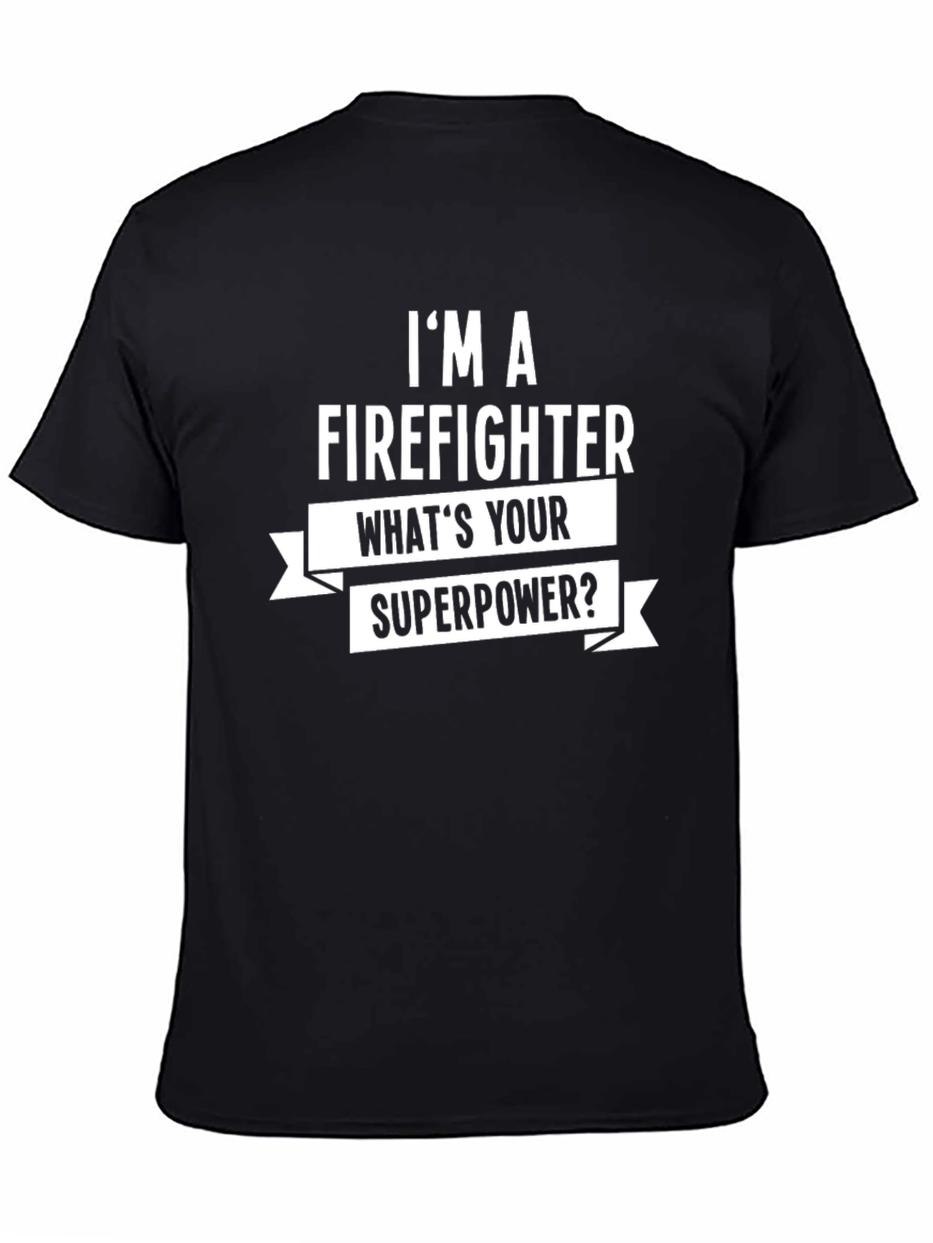 Black Firefighter Superpower Graphic Tee - Black view 4