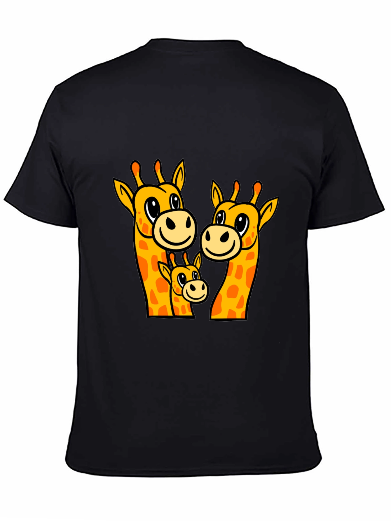 Black Giraffe Family Graphic Tee - Black Cotton Comfort view 4