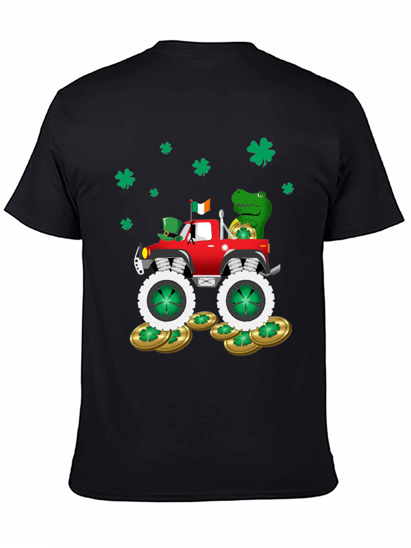 Black St. Patrick's Day Monster Truck T-Shirt view 4