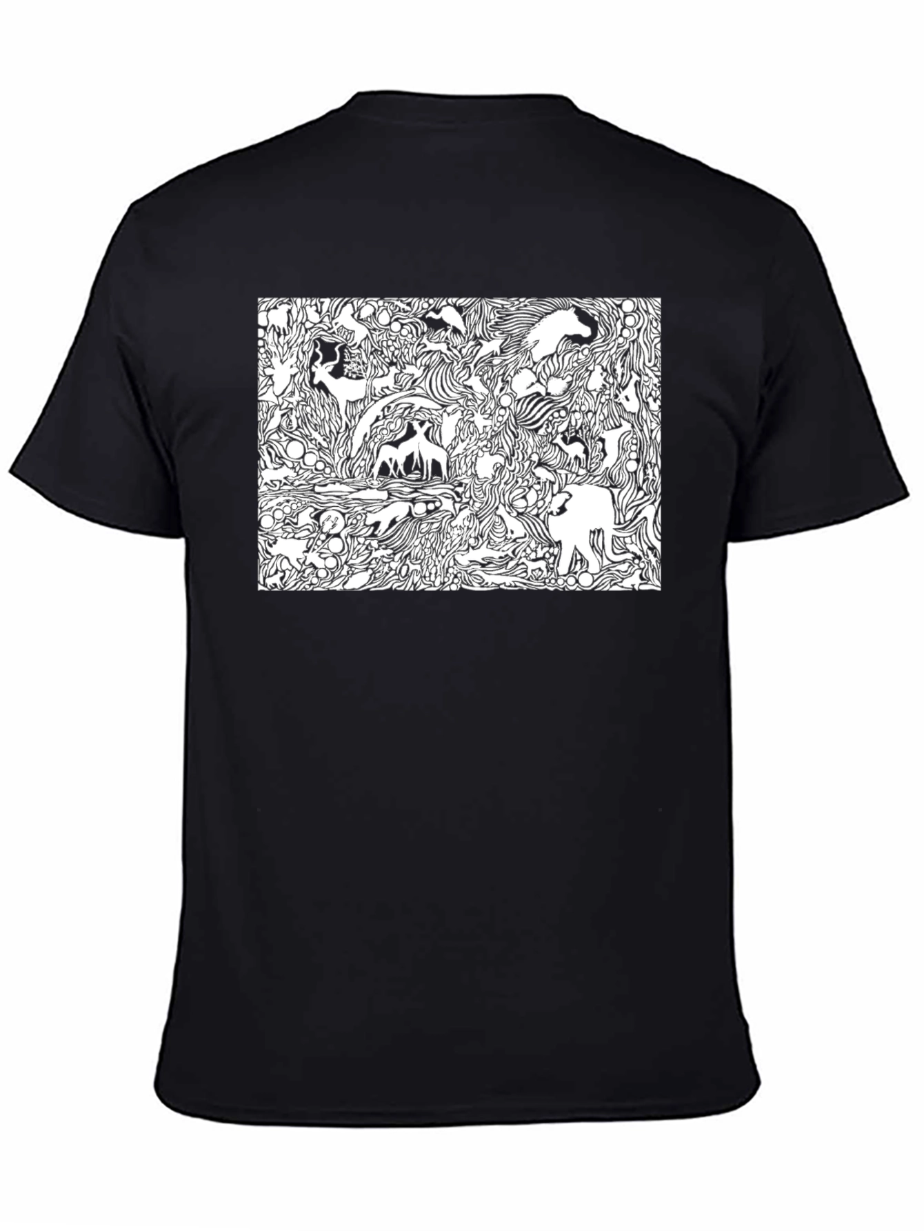 Black Abstract Animals Graphic T-Shirt view 4