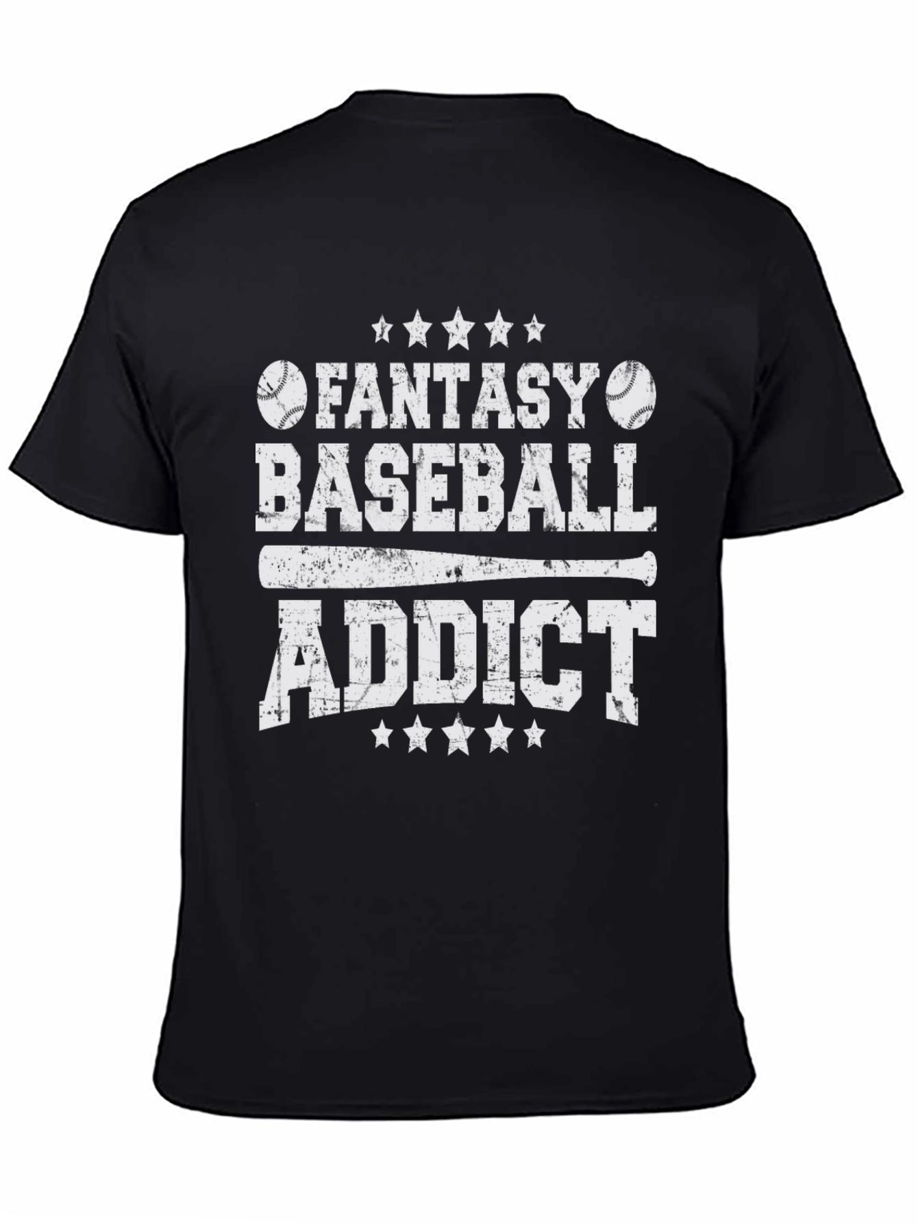 Black Fantasy Baseball Addict Graphic Tee view 4