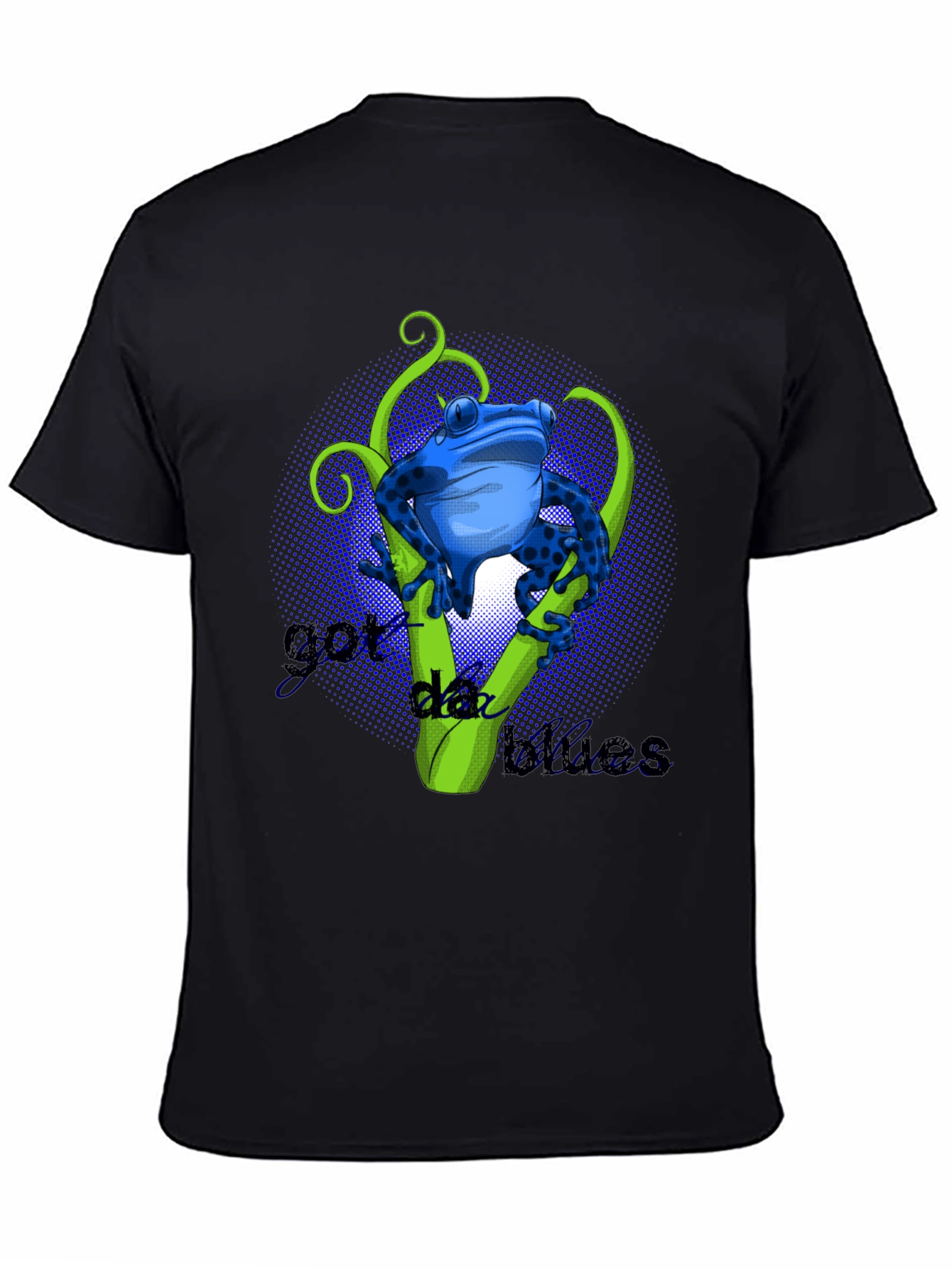Black Blue Frog Got Da Blues Graphic T-Shirt view 4