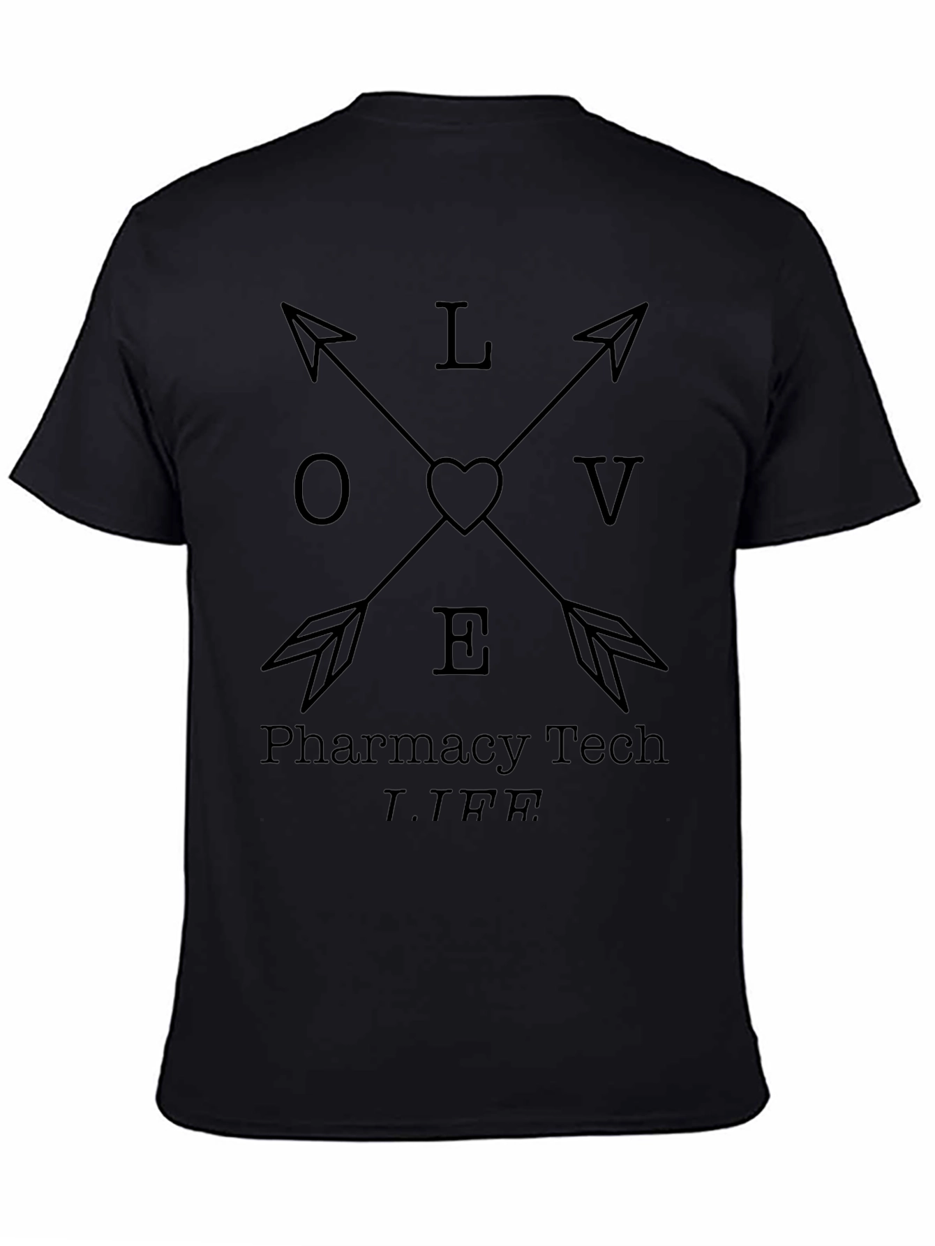 Black Pharmacy Tech LIFE Arrow Heart T-Shirt view 4