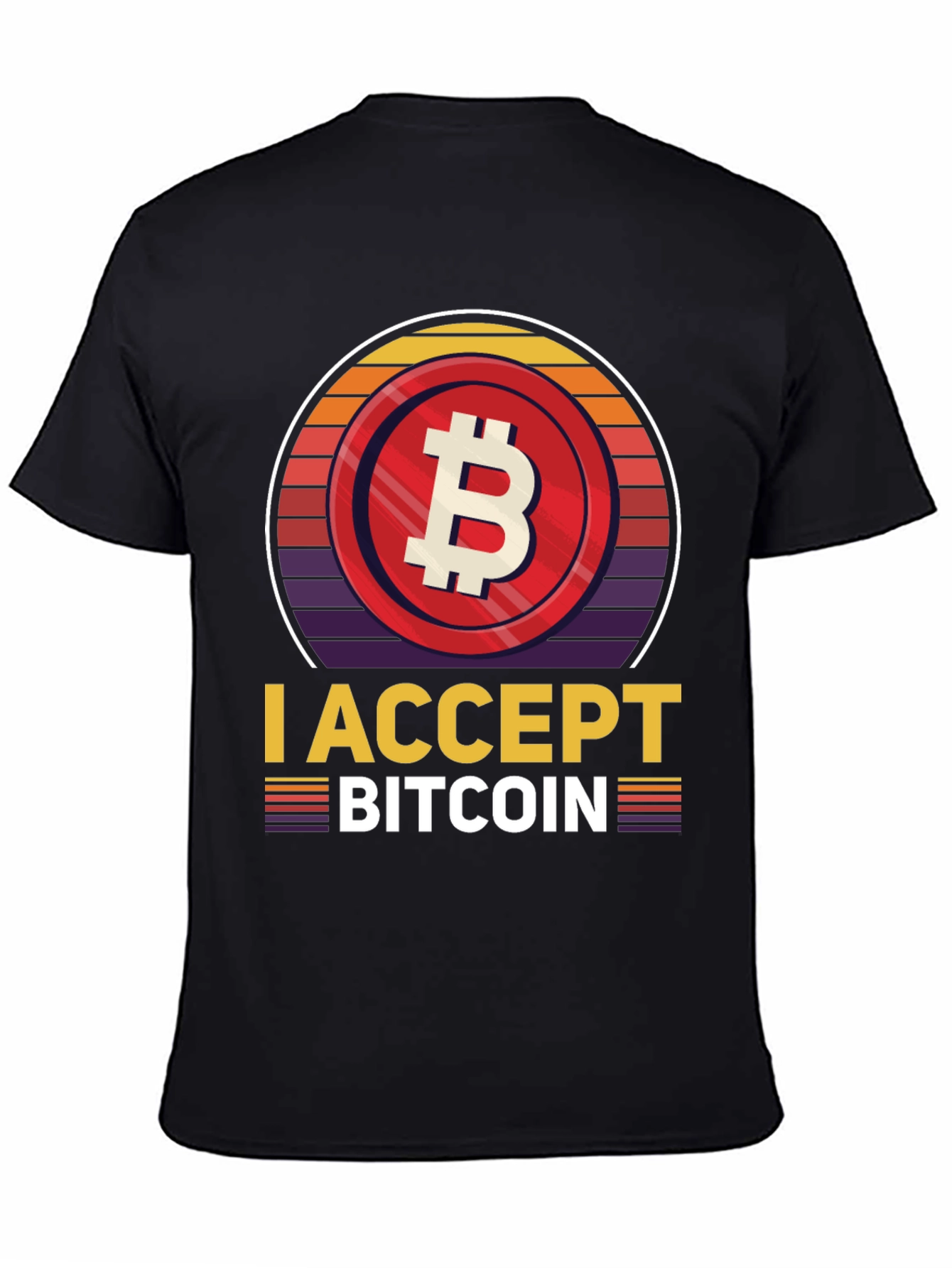 Black I Accept Bitcoin Retro T-Shirt view 4