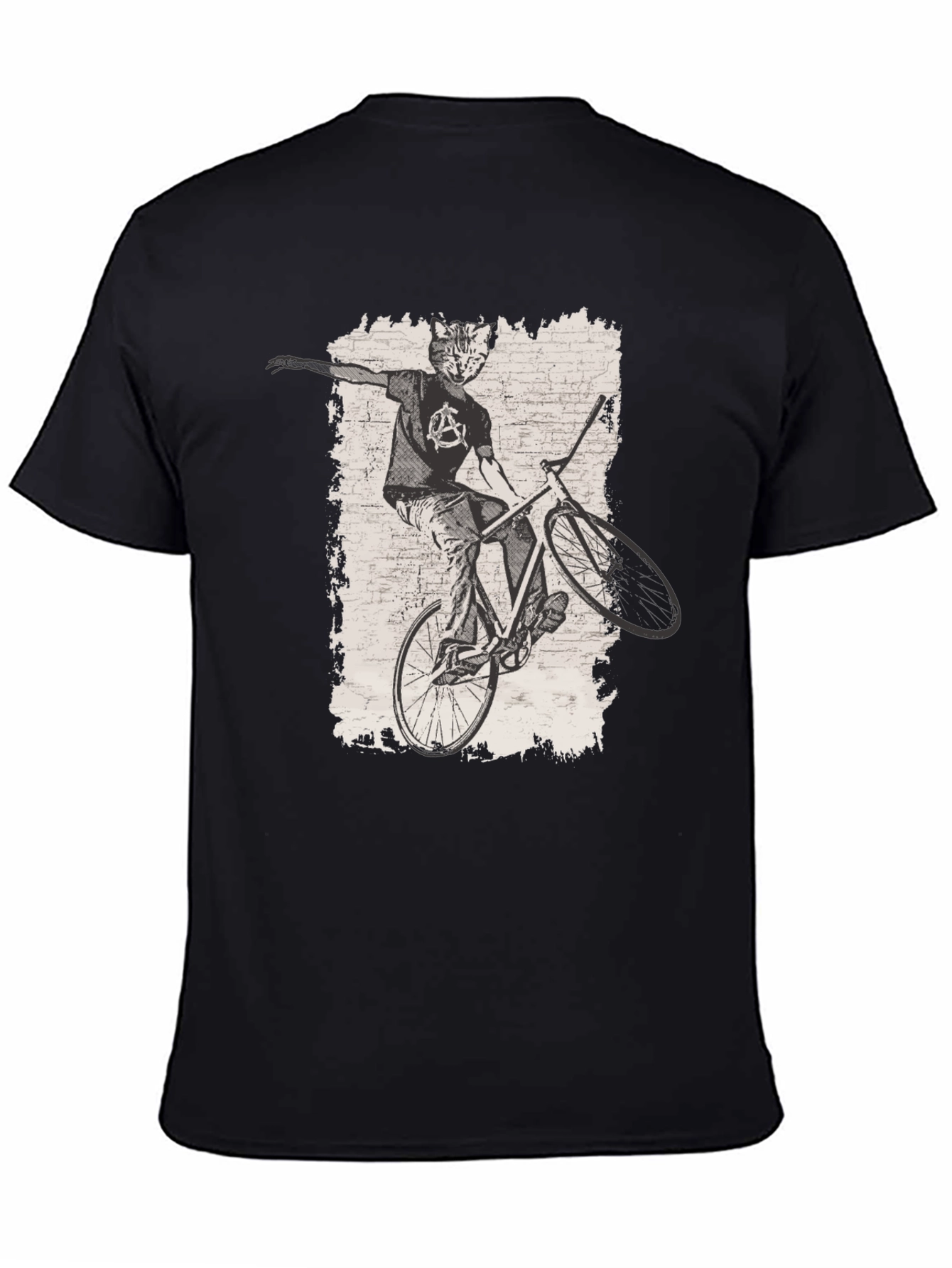 Black Cat Anarchy Biker T-Shirt - Cool Graphic Tee view 4