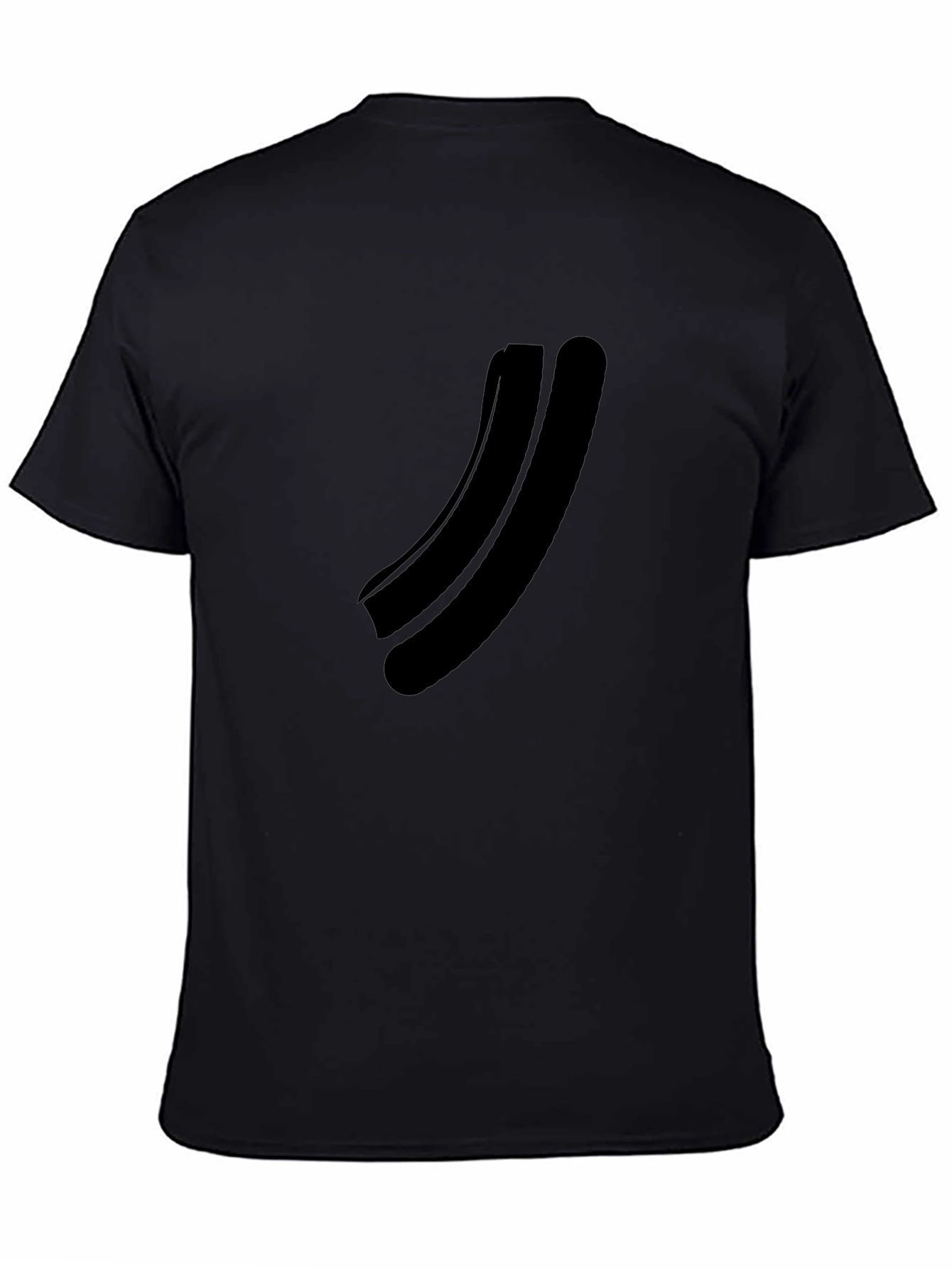 Black Minimalist Black Curved Graphic T-Shirt view 4