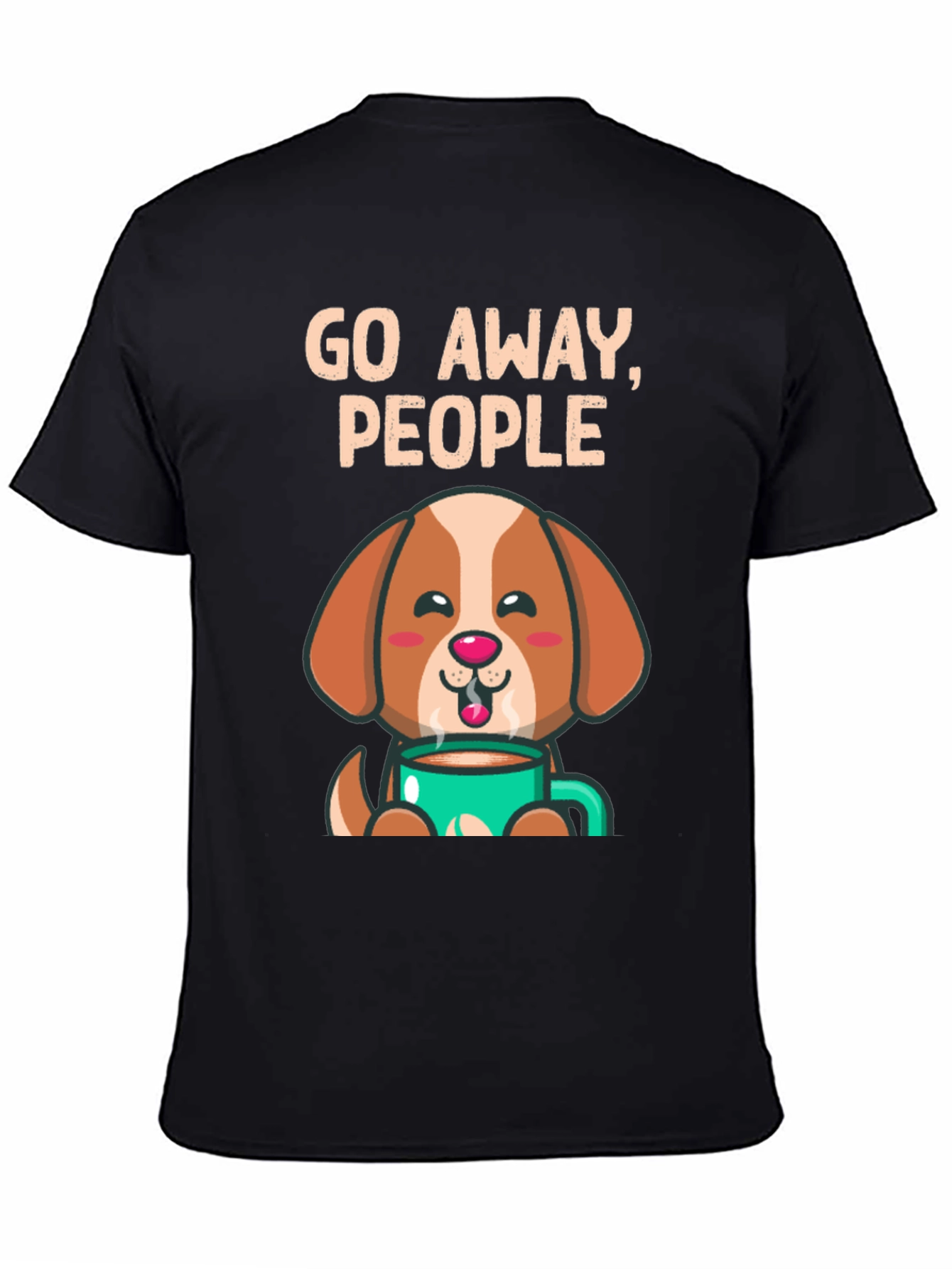 Black Funny Dog Coffee T-Shirt - Go Away People view 4