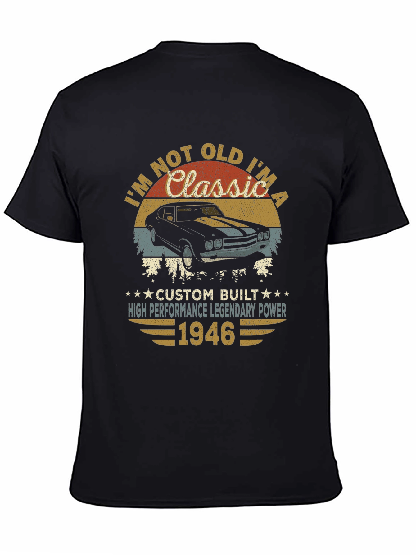 Black Classic Car 1946 Birthday T-Shirt view 4