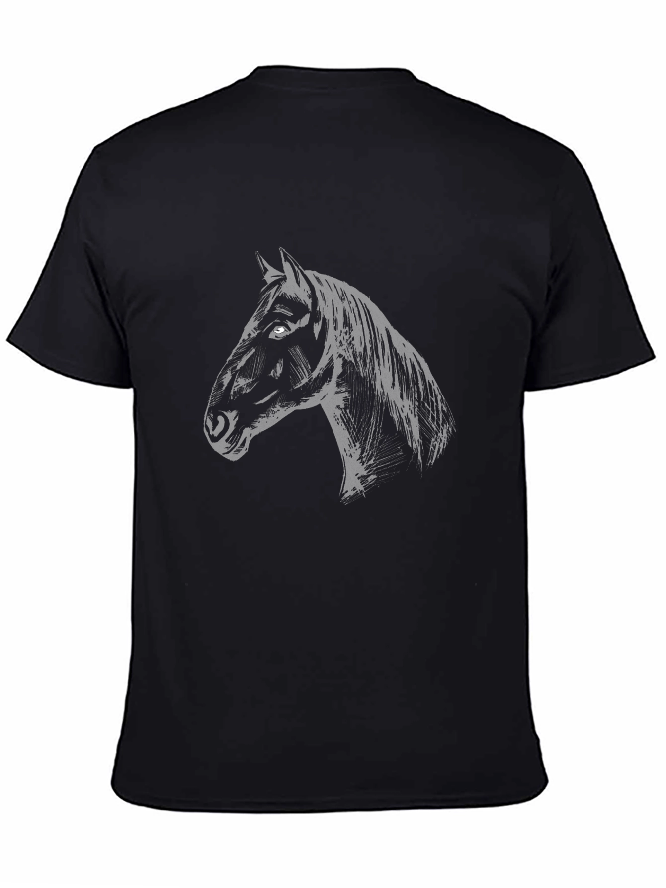 Black Men's Black Horse Graphic T-Shirt view 4