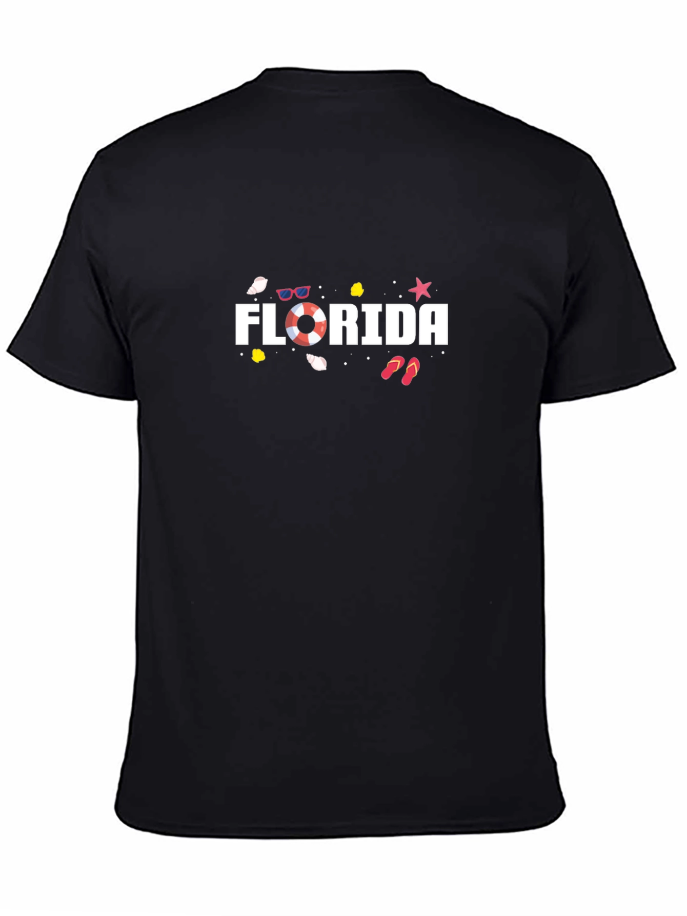 Black Florida Graphic Tee: Beach Vibes Black Cotton T-Shirt view 4