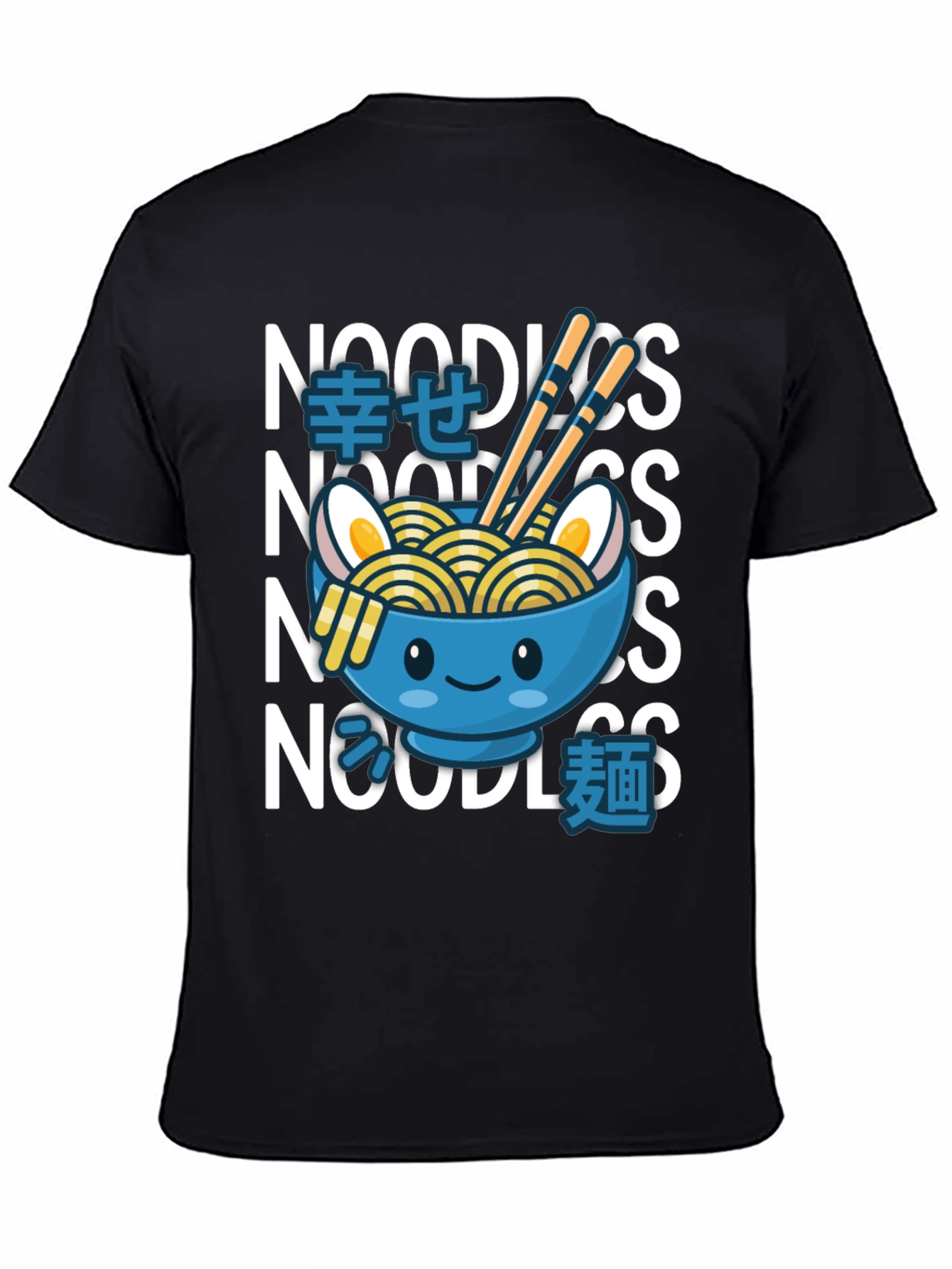 Black Kawaii Ramen Bowl T-Shirt - Noodle Lover Tee view 4