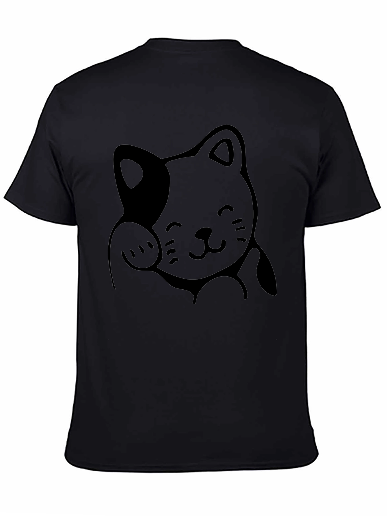 Black Lucky Cat Graphic Tee - Soft Cotton Comfort view 4
