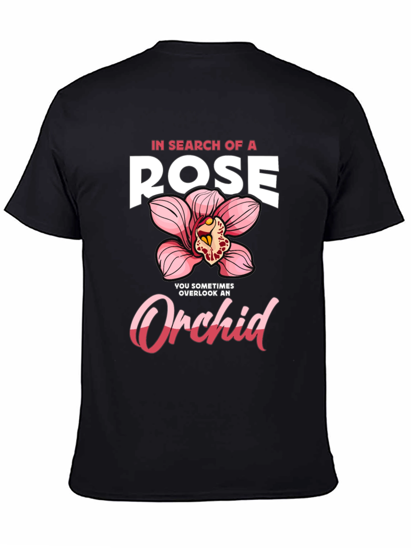 Black In Search of a Rose Orchid Graphic T-Shirt view 4