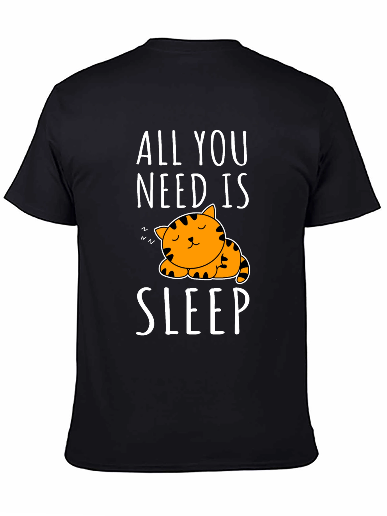 Black All You Need Is Sleep - Cute Cat Graphic T-Shirt view 4