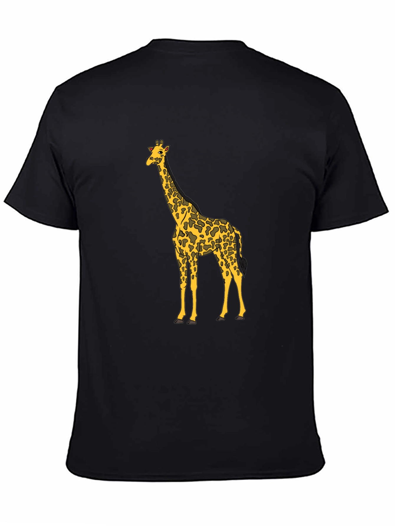 Black Giraffe Print Black T-Shirt, Animal Lover Tee view 4