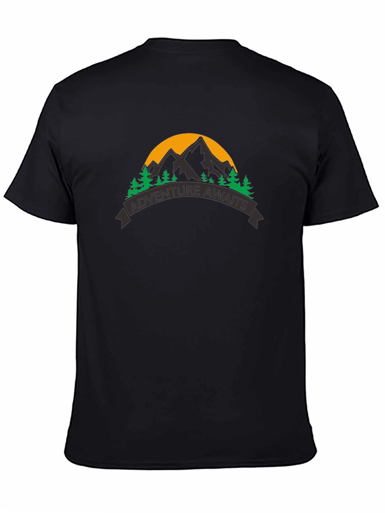 Black Adventure Awaits Graphic Tee - Mountain Scene view 4