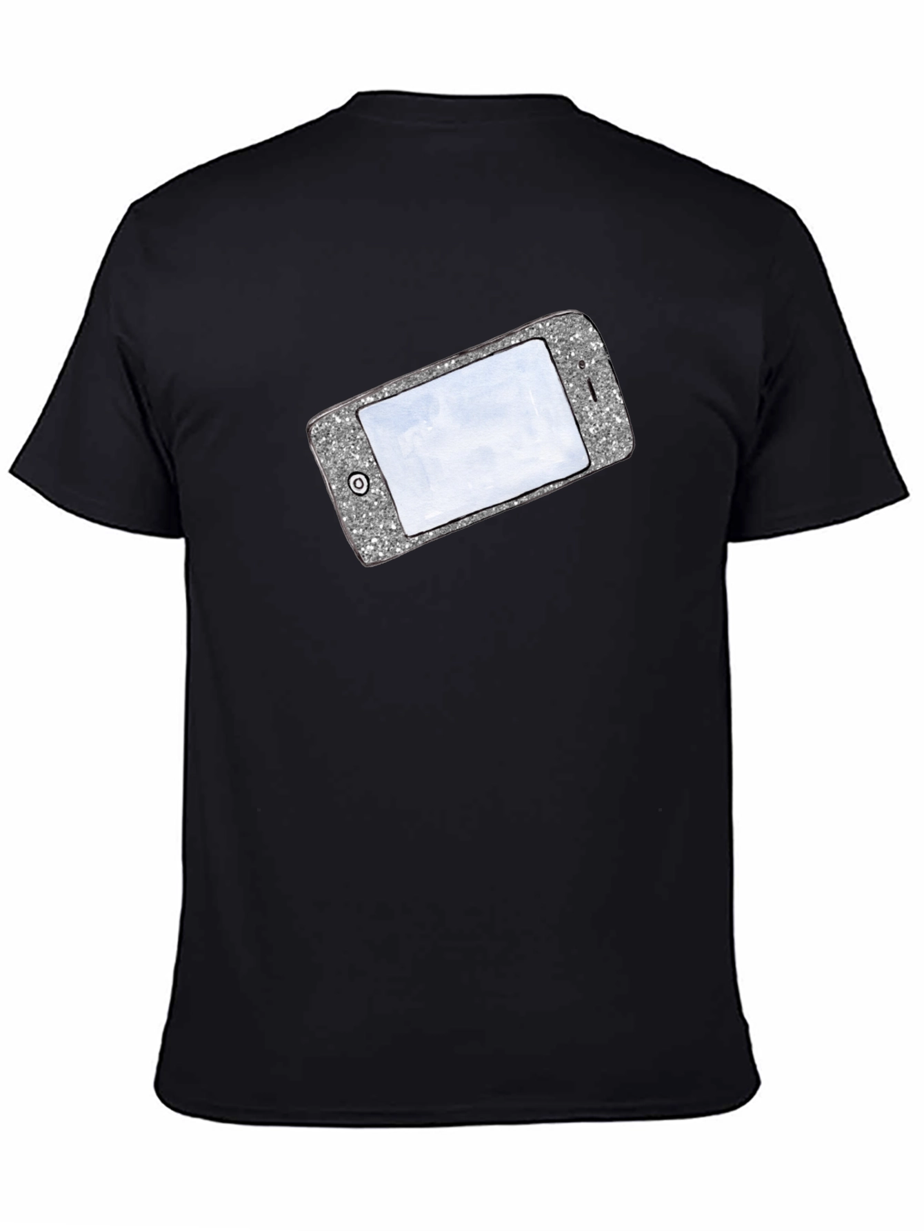 Black Glitter Phone Graphic T-Shirt - Stylish Novelty Tee view 4