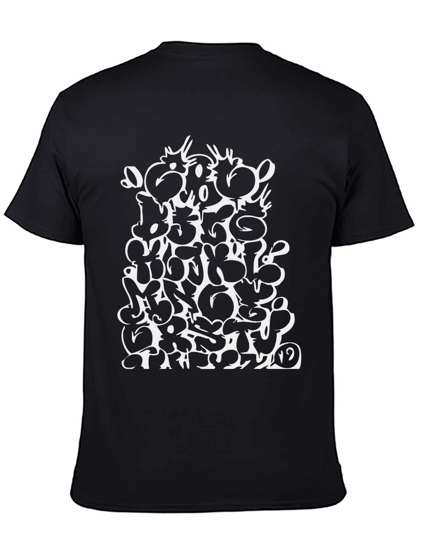 Black Abstract Graphic Print T-Shirt - Black view 4