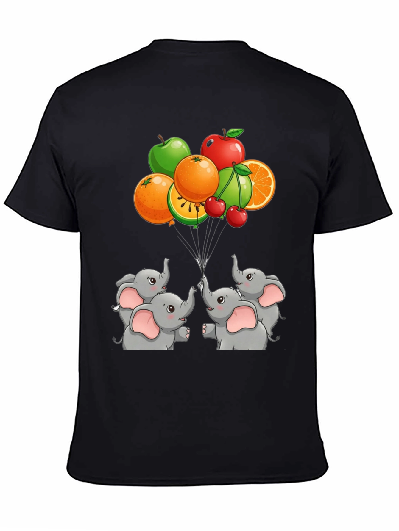 Black Elephant & Fruit Graphic Tee view 4