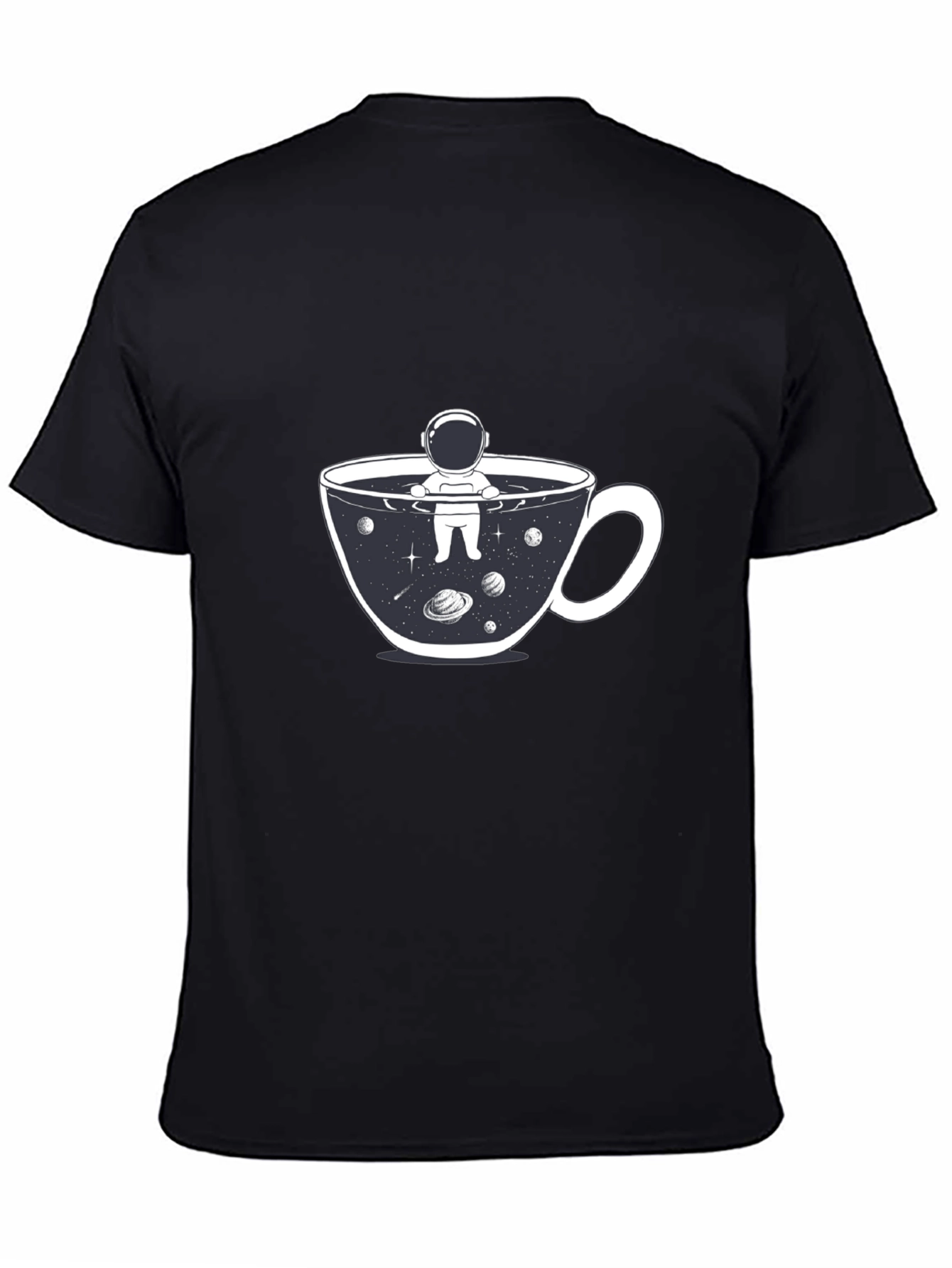 Black Astronaut Coffee Cup T-Shirt - Space Lover Tee view 4