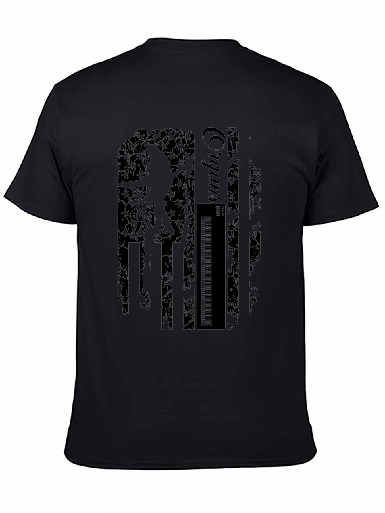 Black Organist American Flag Style Black T-Shirt view 4