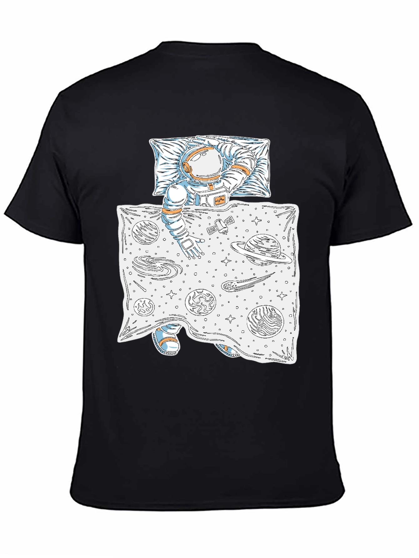 Black Astronaut Sleeping in Space Tee view 4