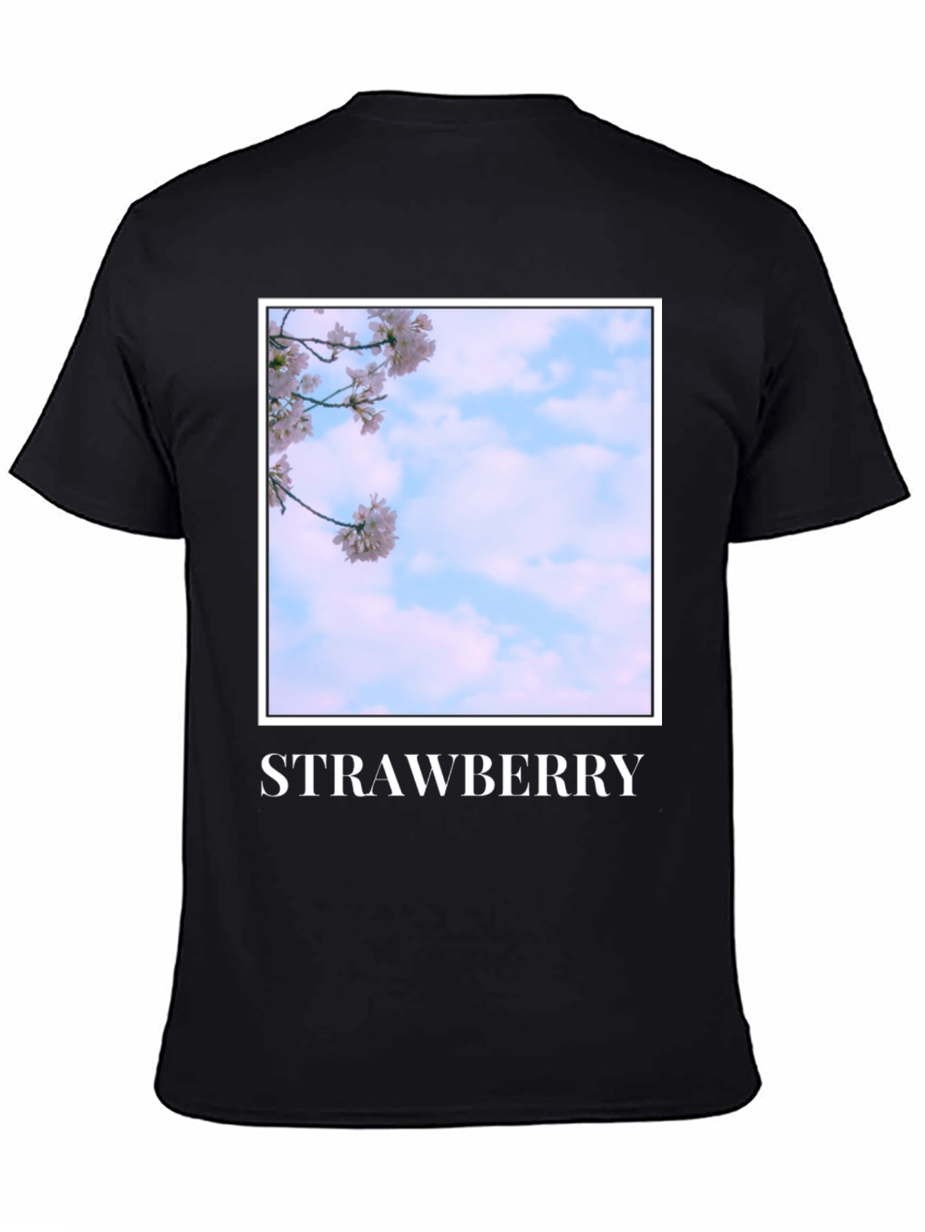 Black Strawberry Blossom T-Shirt - Soft Cotton Blend view 4
