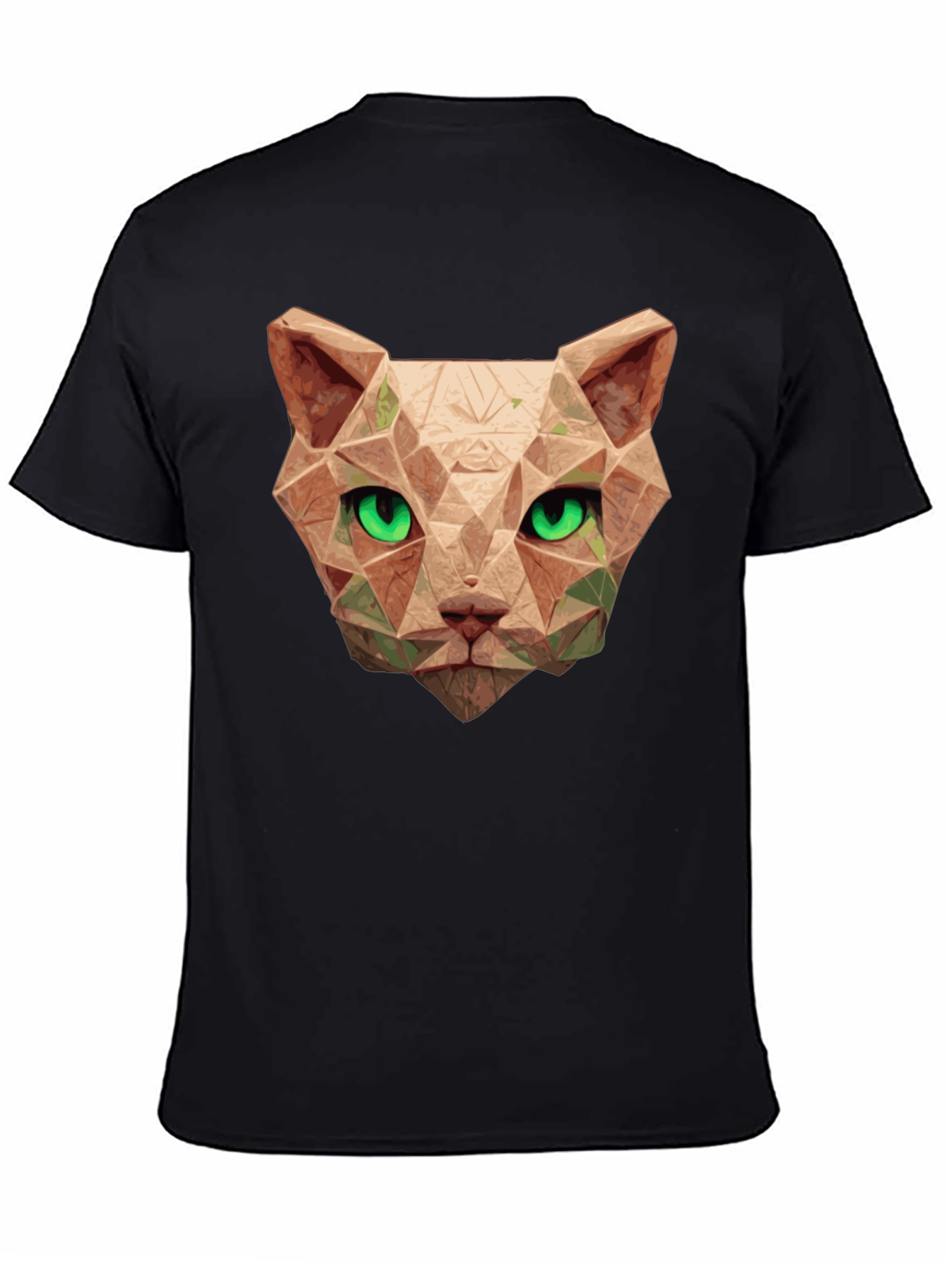 Black Geometric Cat Head T-Shirt - Stylish Graphic Tee view 4