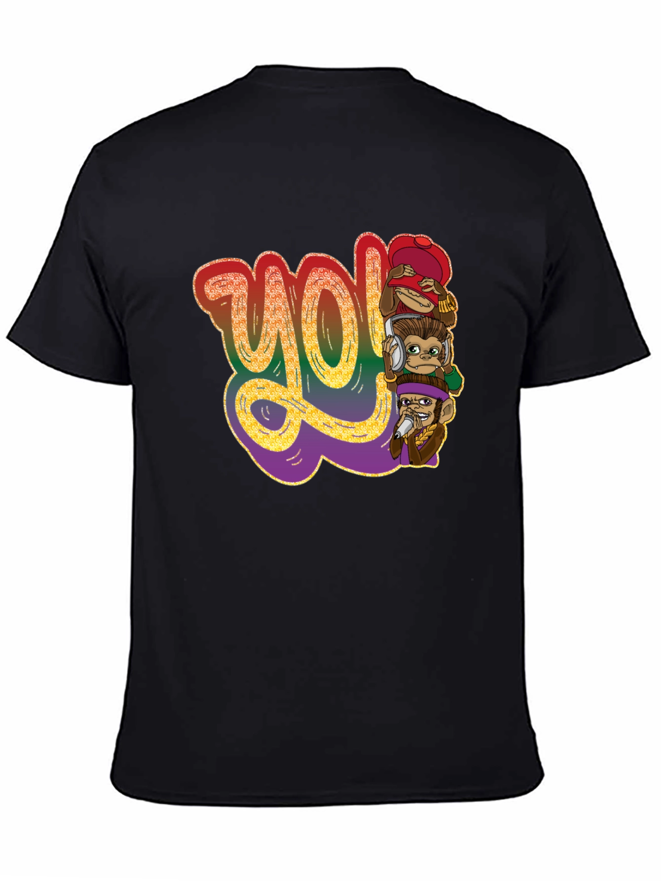 Black Yo! Monkey Stack Graphic T-Shirt view 4