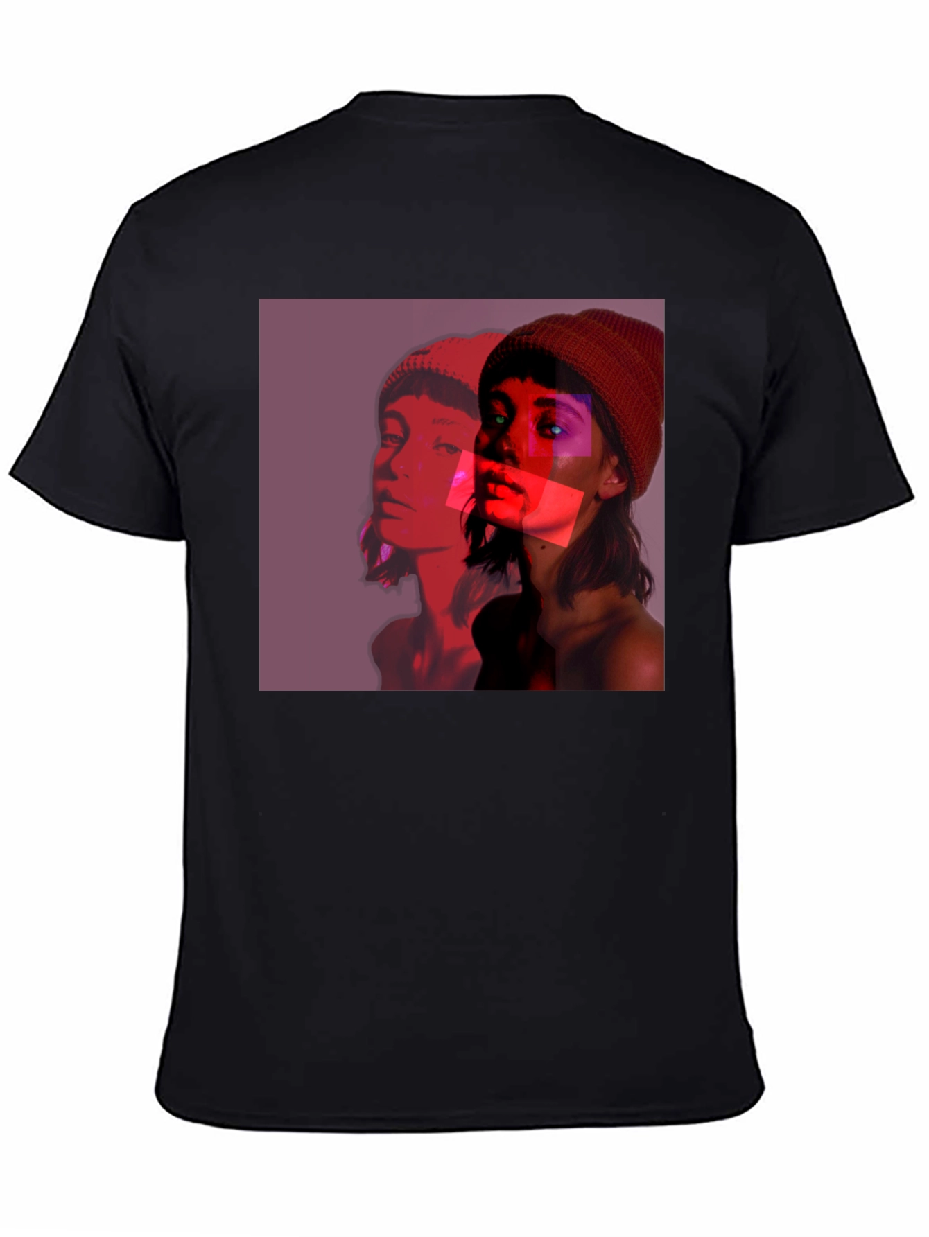 Abstract Portrait Graphic Tee - Black Crew Neck - 4