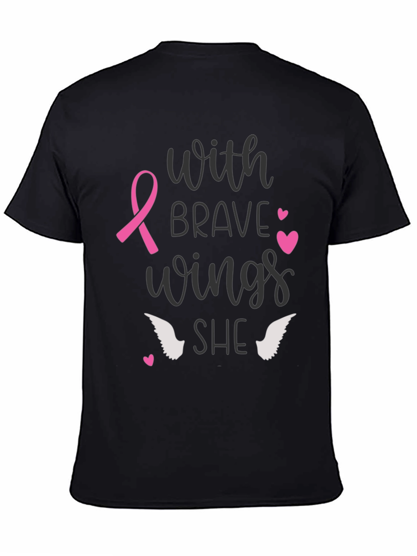 Black Brave Wings Breast Cancer Awareness T-Shirt view 4